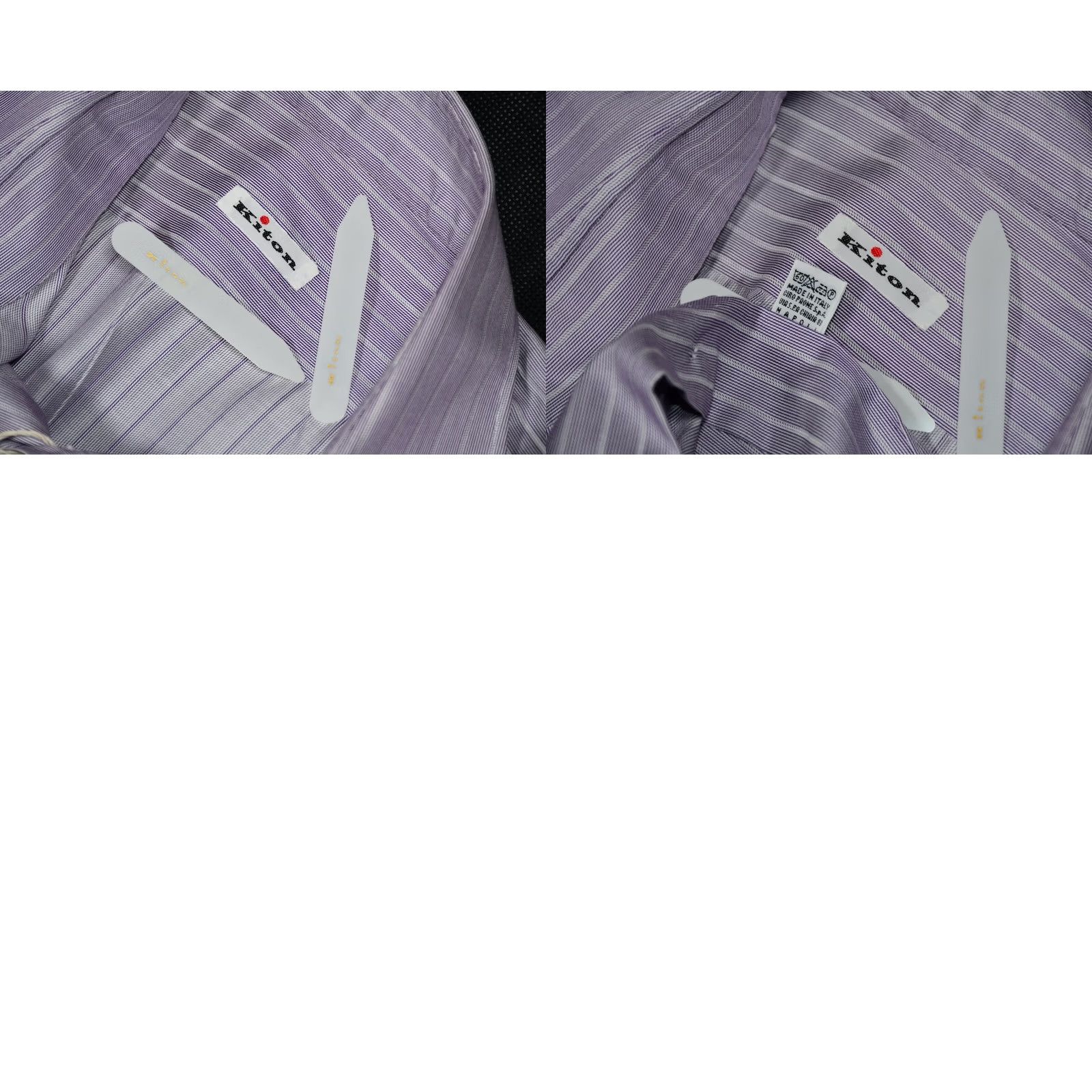 Kiton Kiton Dress Shirt Striped Cotton Long Sleeve 16/41 Lily White 16/41 Mens Classic Shirt Size 42R - 8 Thumbnail
