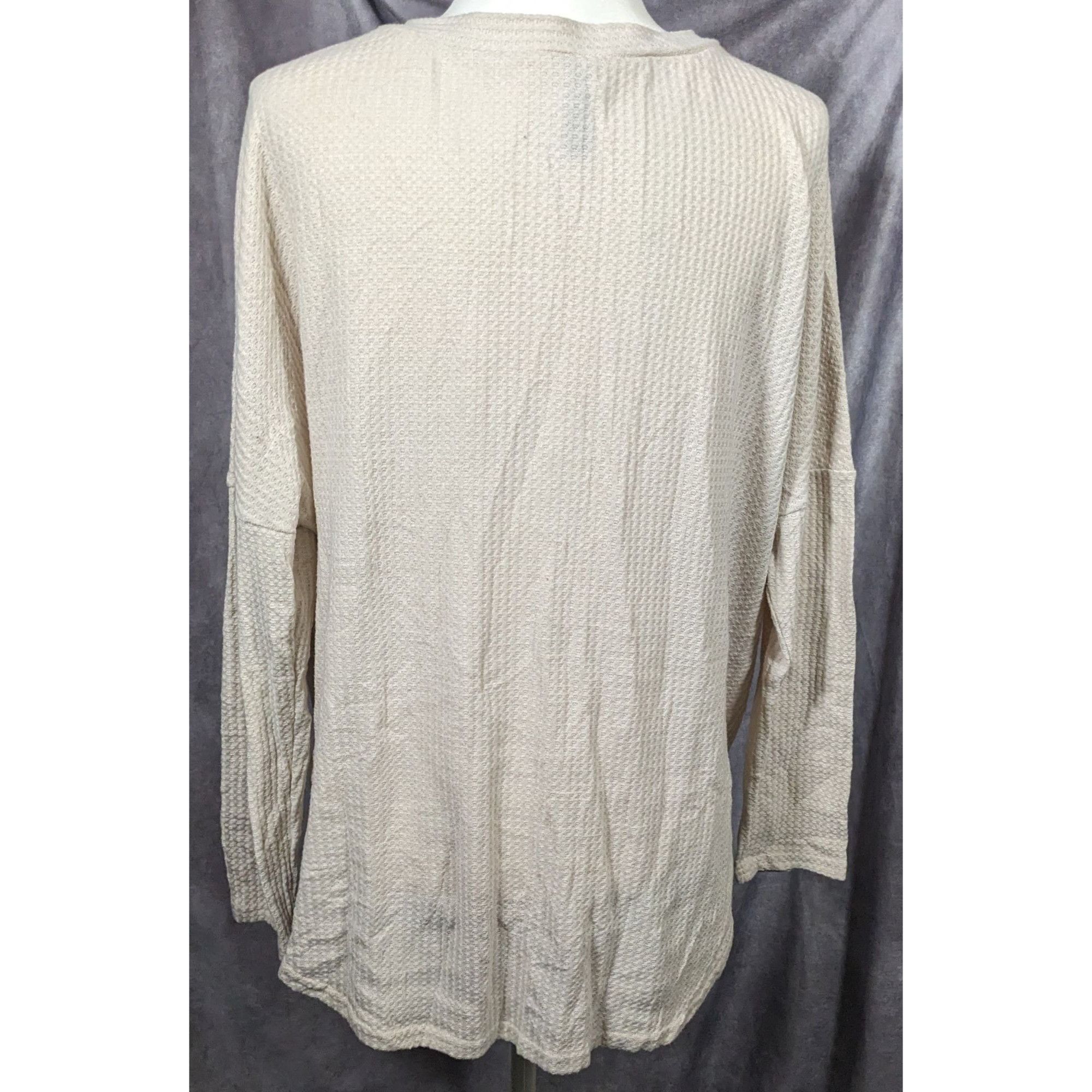 Other Iwollence Cream Waffle Knit Button Down Tie Front Tunic Size L / US 10 / IT 46 - 5 Thumbnail