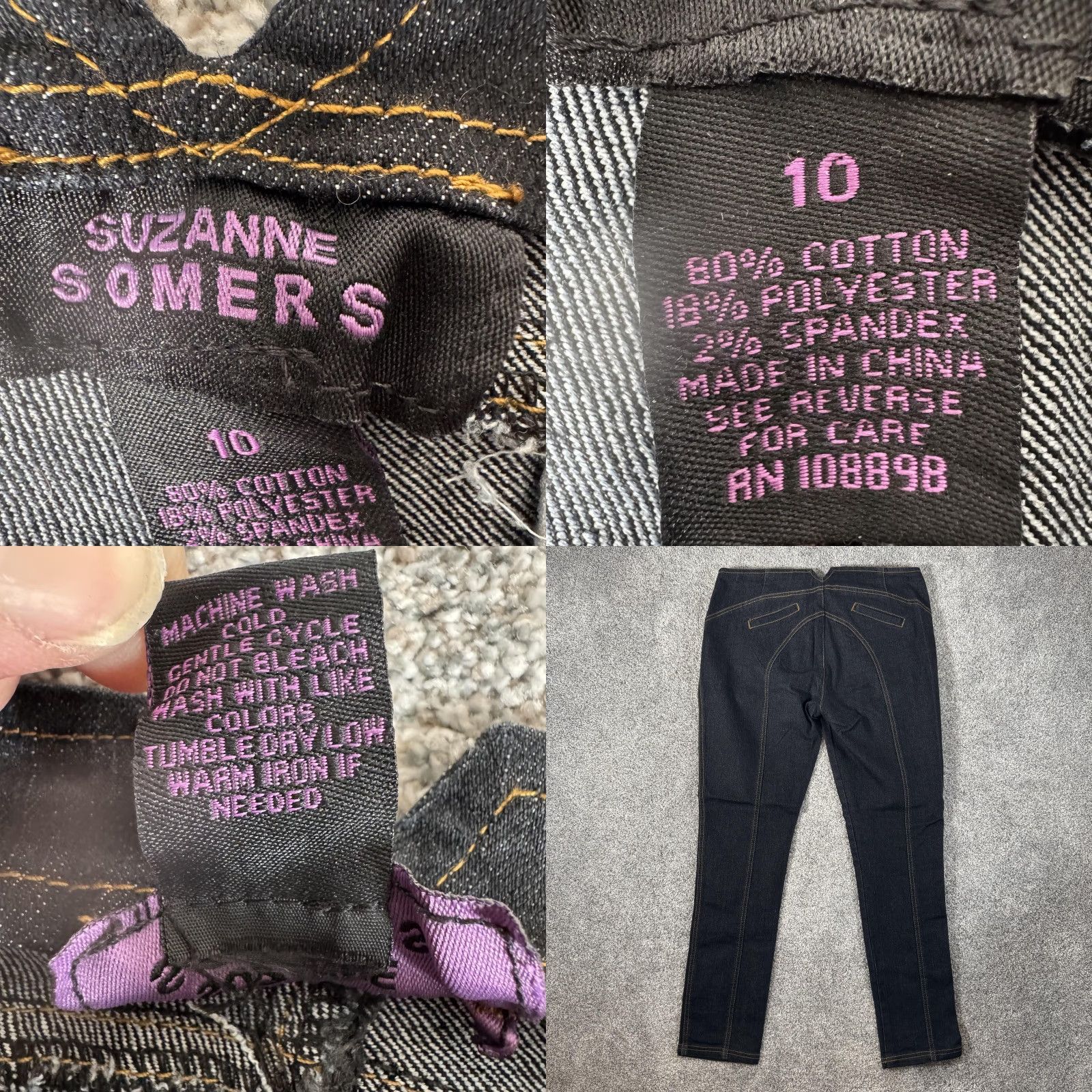 Vintage Suzanne Somers Jeans Skinny 10 Dark Indigo Stretch Y2K Slimming Tummy Control Shapewear Womens Jeans Size 32" / US 10 / IT 46 - 8 Thumbnail