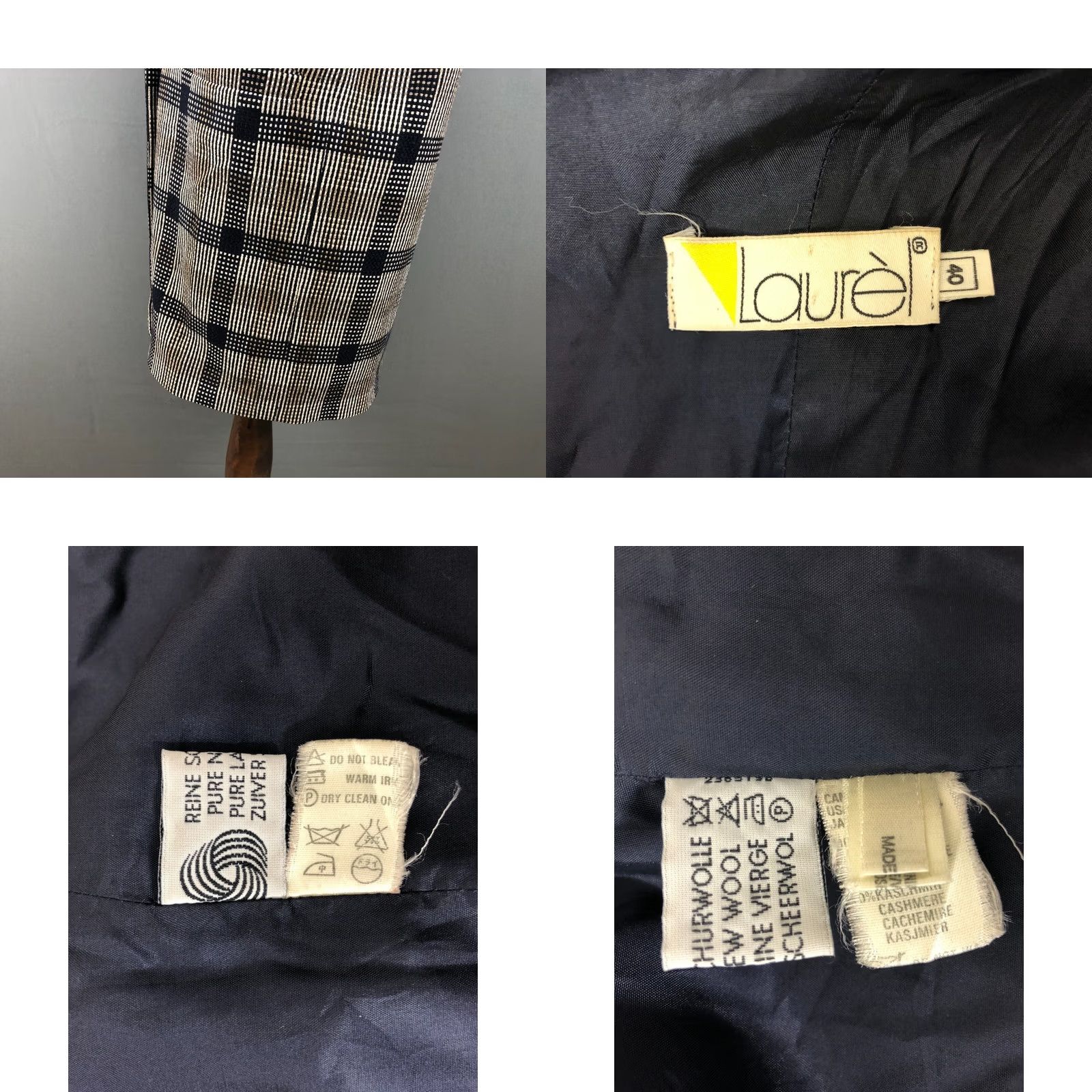 Vintage Laurèl Laurel Blazer Jacket Wool/Cashmere Dark Blue Women Size 40 Check Jacket Blazer Womens Size 40 Blue Casual Size S / US 4 / IT 40 - 8 Thumbnail