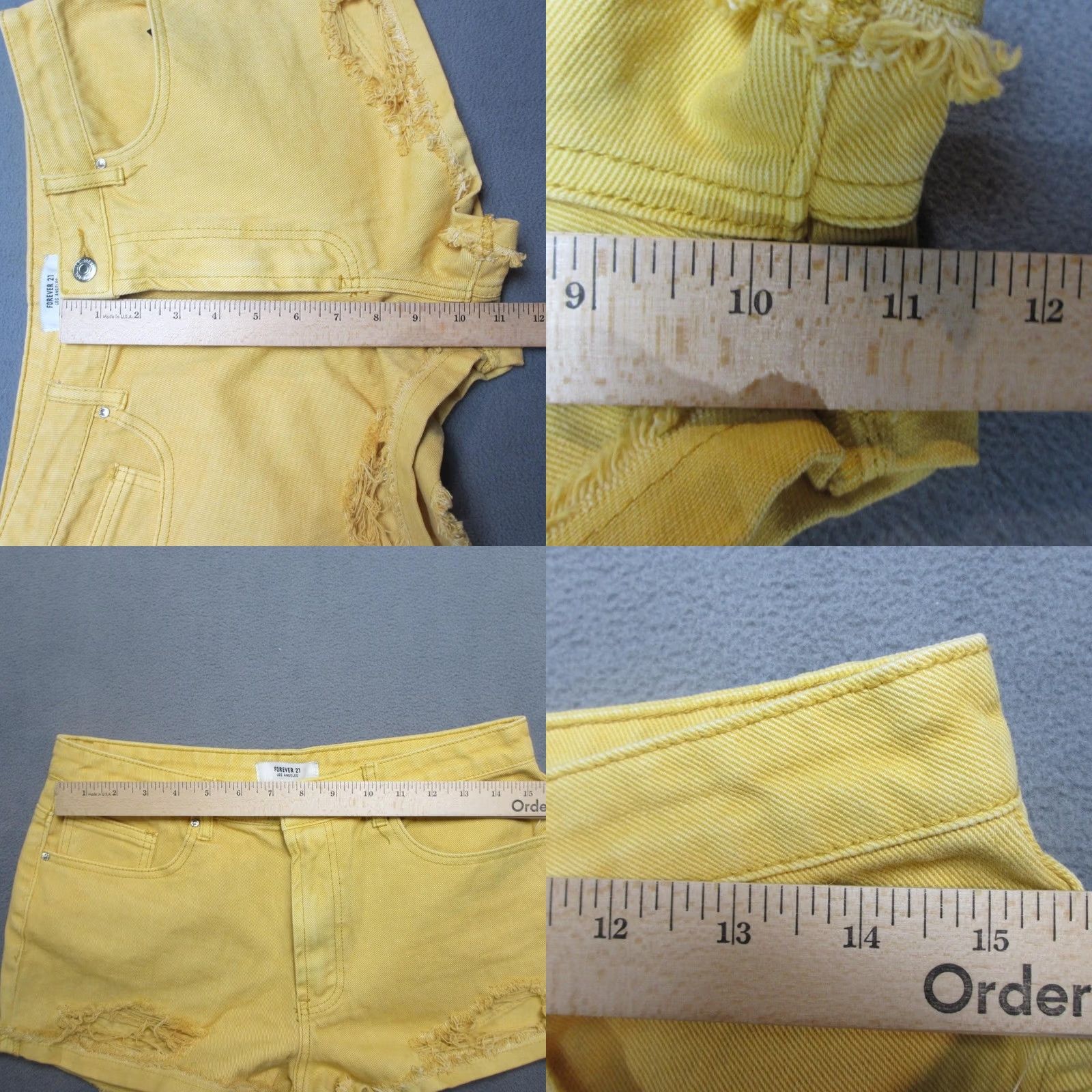 Forever 21 Forever 21 Shorts Womens 29 Yellow Distressed Denim Cutoff Frayed Hem 5-Pocket Jeans Shorts Size 29" - 9 Thumbnail