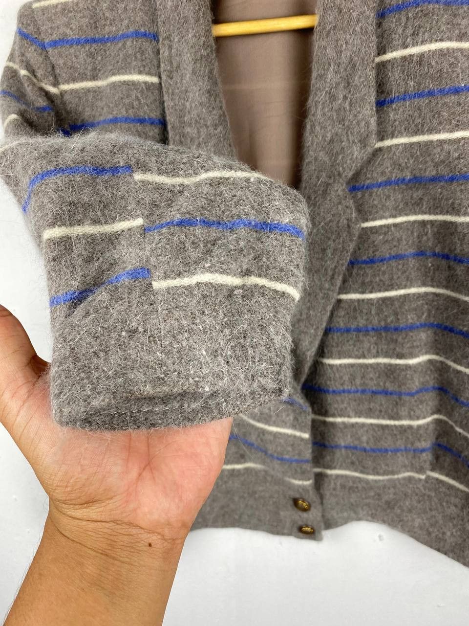 Japanese Brand vintage japanese brand wool striped jacket nice design Size L / US 10 / IT 46 - 4 Thumbnail