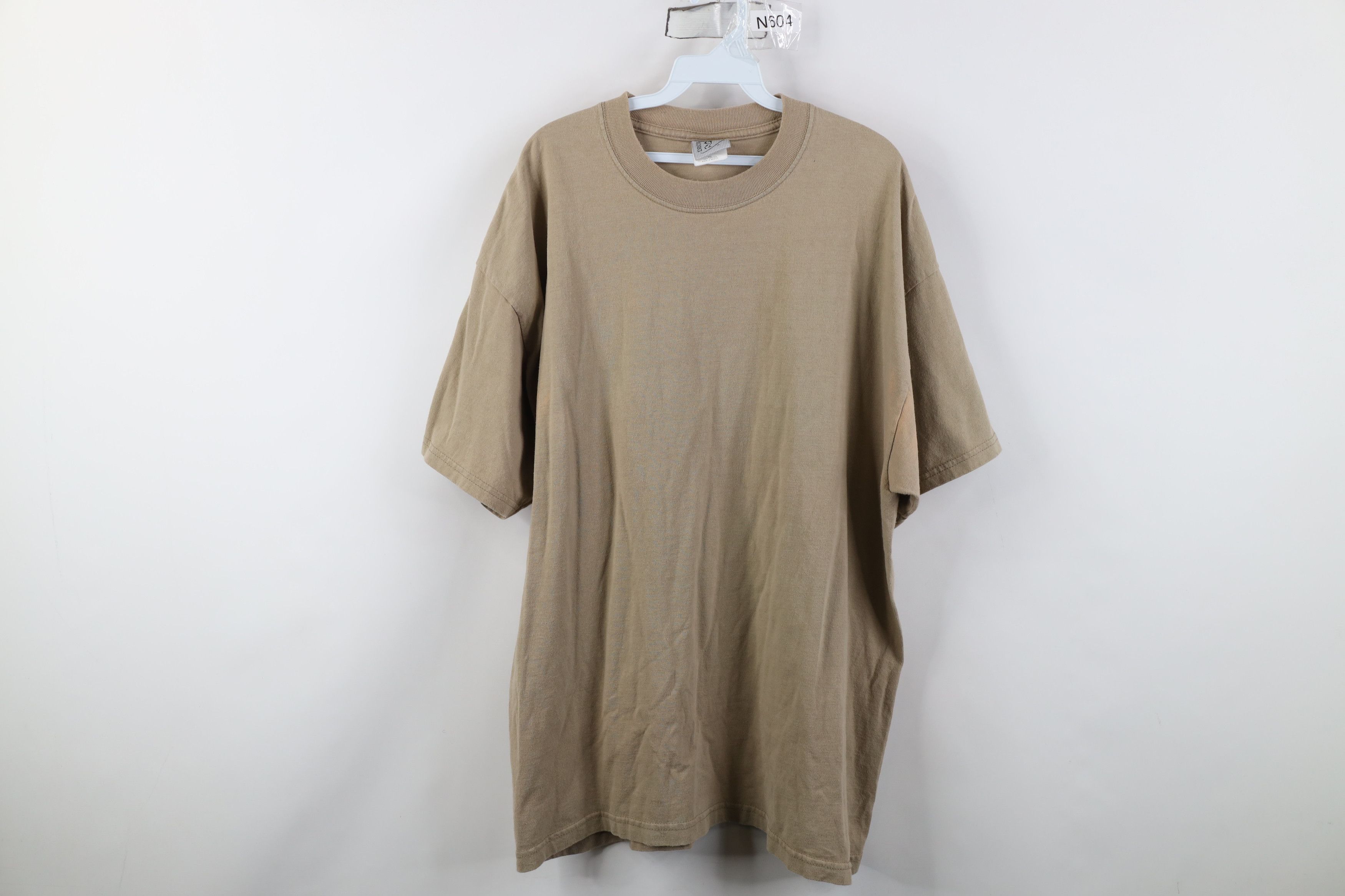 Vintage Vintage 90s Streetwear Blank Cotton Short Sleeve T-Shirt Tan Size US XXL / EU 58 / 5 - 1 Thumbnail