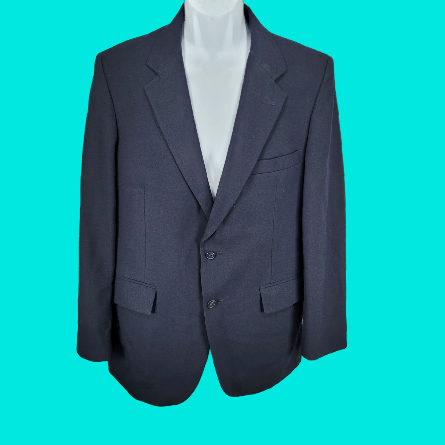 Vintage VINTAGE Pietro Rossi Blazer Suit Coat Navy 2 Button Vented Notch Sport Coat Men 39 Size 40R - 1 Thumbnail