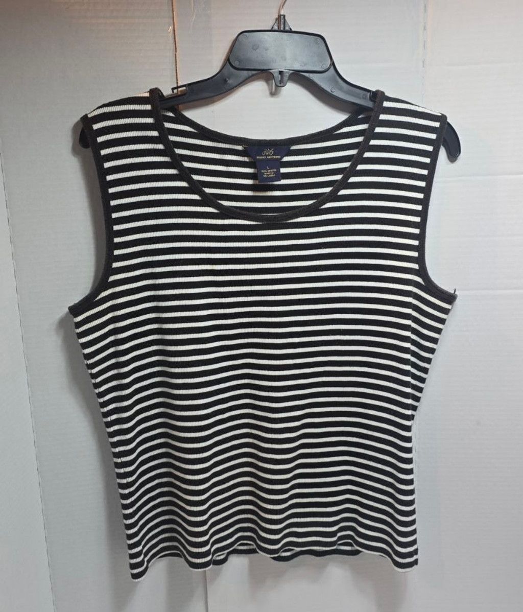 Brooks Brothers Women's Brooks Brothers Striped Tank Top L Black White Size L / US 10 / IT 46 - 1 Thumbnail