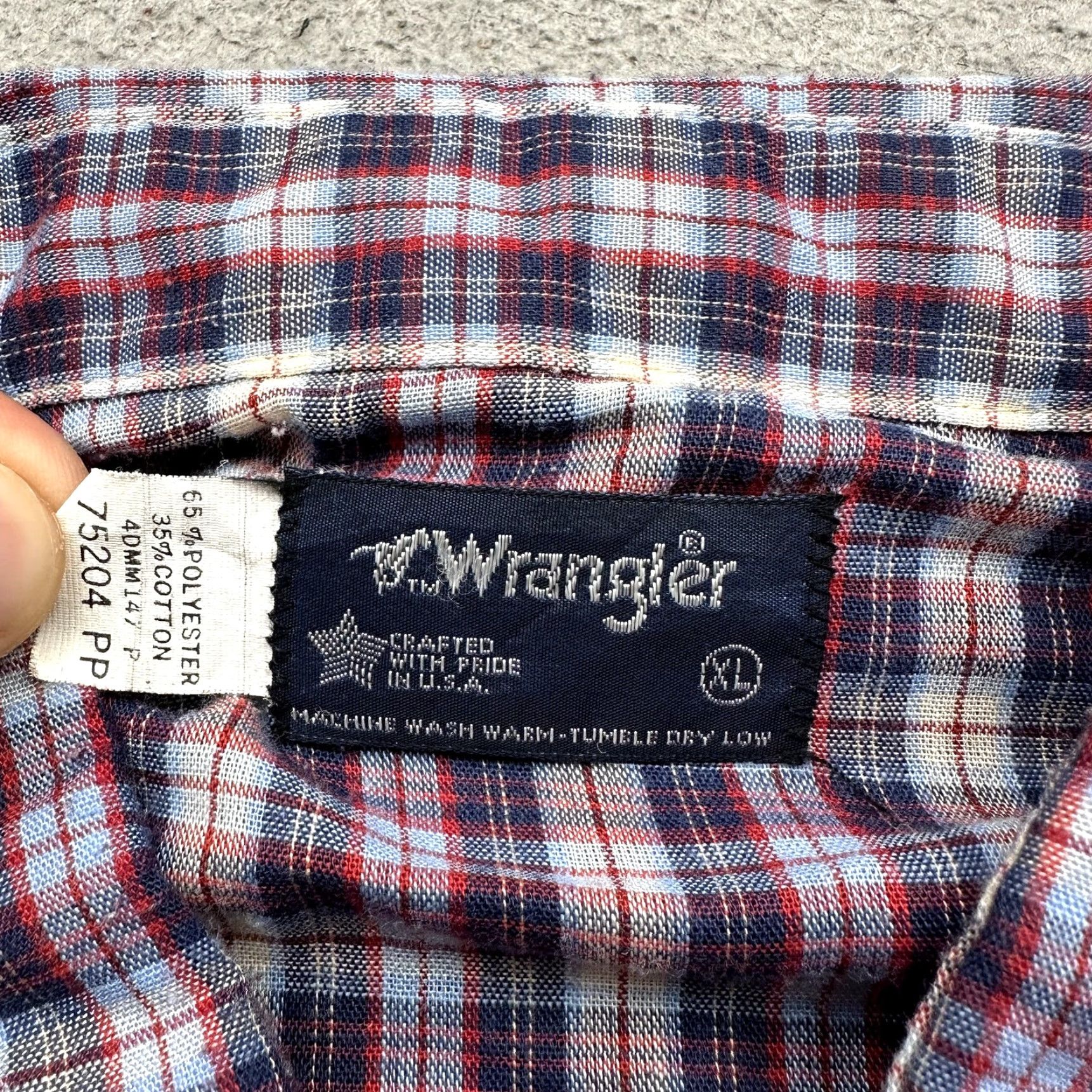 Wrangler VINTAGE Wrangler Western Pearl Snap Plaid Shirt Mens XL Long Sleeve Red White Blue Pocketed 80s 90s Cowboy Crowd Size US XL / EU 56 / 4 - 3 Thumbnail