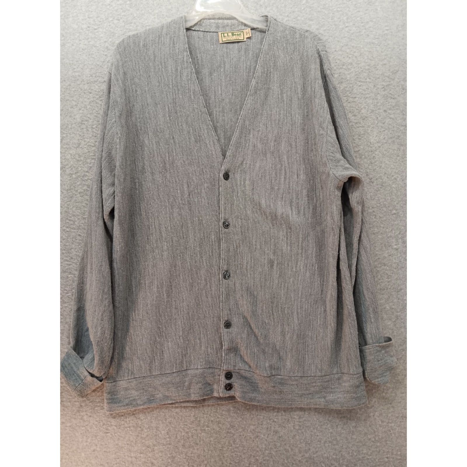 Vintage VINTAGE L.L. Bean Cardigan Sweater Mens L Gray Knit V-Neck 80s 90s USA Grampa Core Button Size US L / EU 52-54 / 3 - 2 Thumbnail