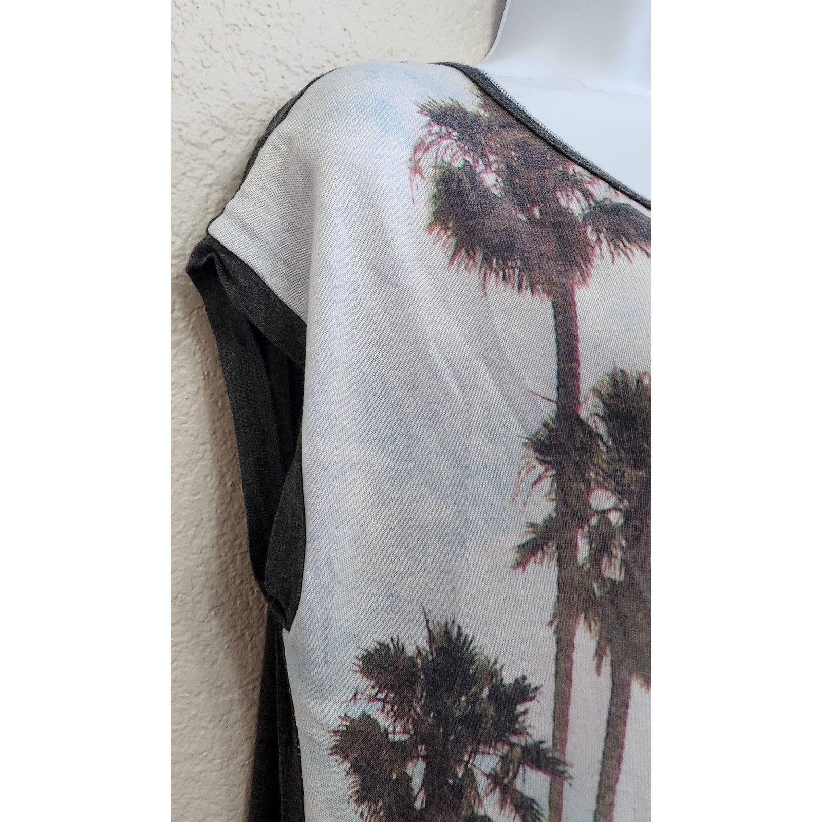 Other Edista Gray White Graphic Print Capped Sleeves Top XL Soft Size XL / US 12-14 / IT 48-50 - 2 Thumbnail