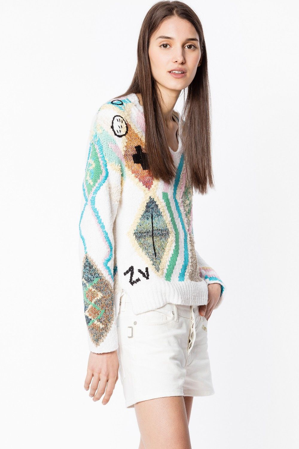 Zadig & Voltaire Sonny Kilim Carpet Intarsia Pullover Size XS / US 0-2 / IT 36-38 - 3 Thumbnail