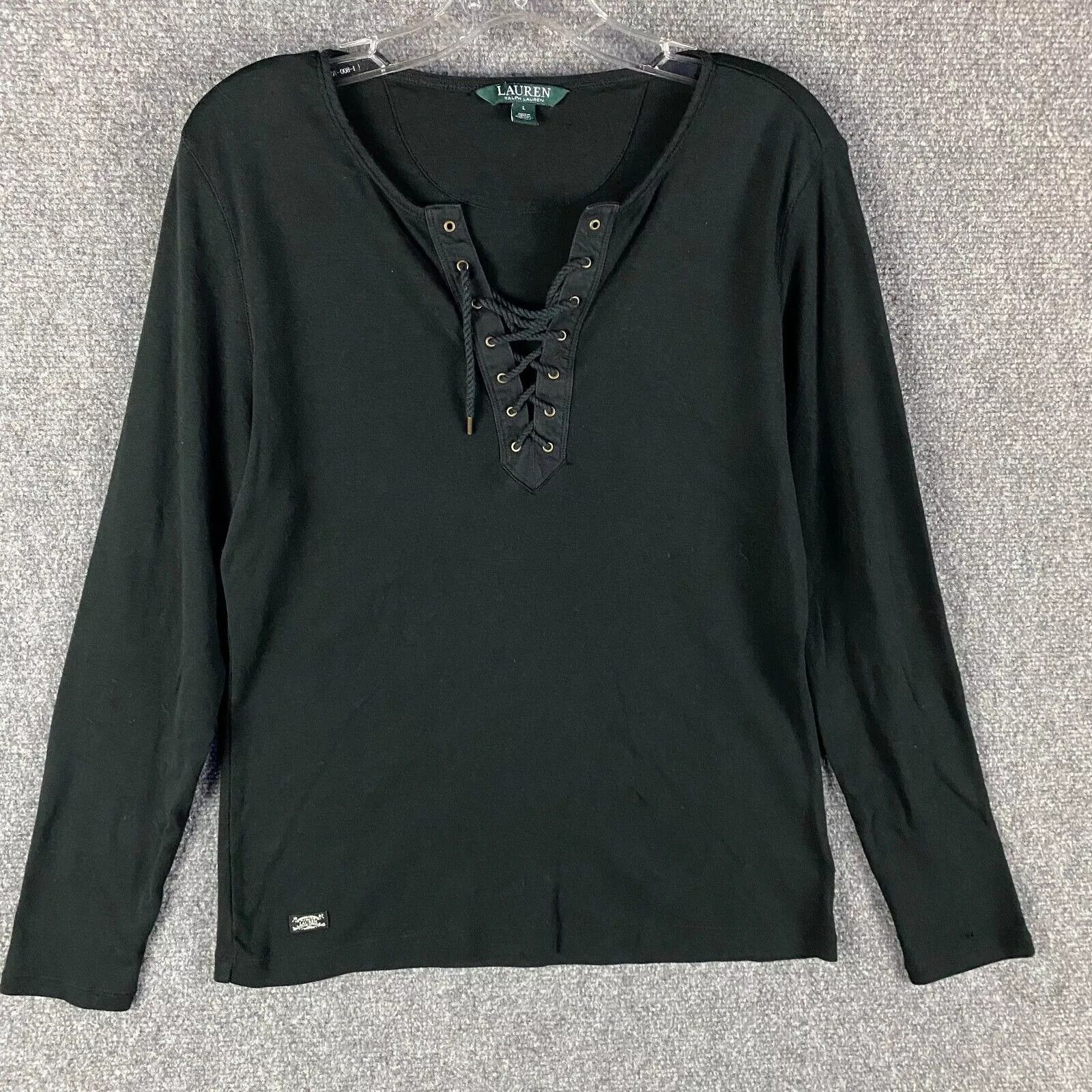 Lauren Ralph Lauren Lauren Ralph Lauren Top Women's Large Black Long Sleeve Size L / US 10 / IT 46 - 1 Thumbnail
