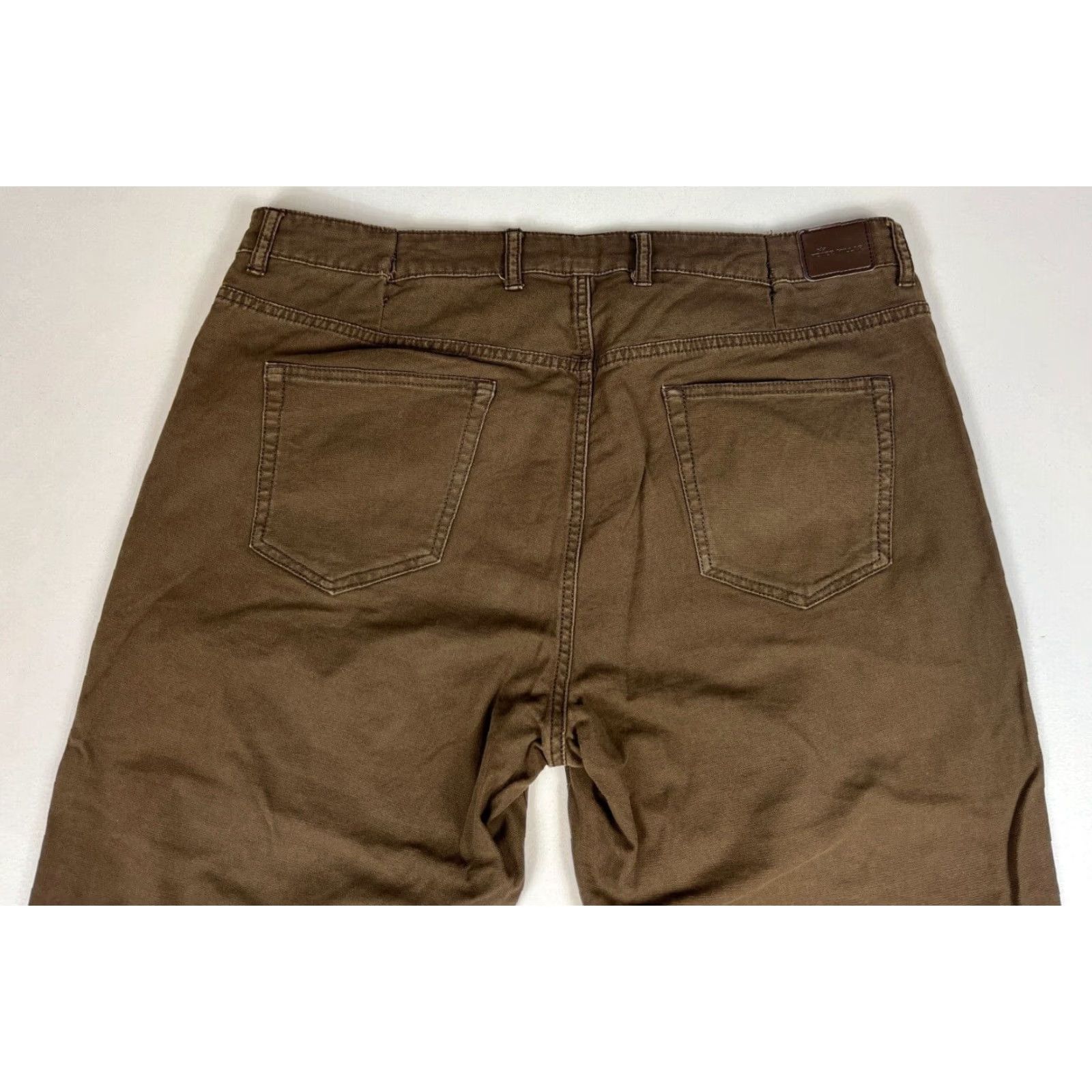 Peter Millar Peter Millar Crown Vintage Canvas Pants Mens 38x30 Chino Flat Front Belt Loops 98% Cotton 2% Spandex Green Brown Size US 38 / EU 54 - 4 Thumbnail