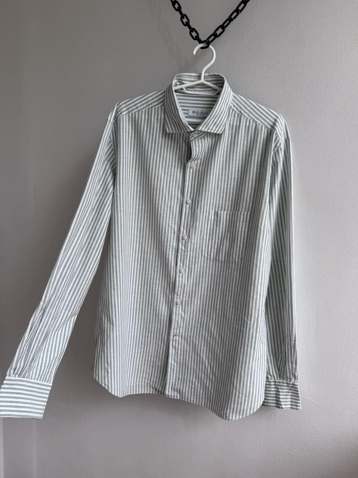 Loro Piana Loro Piana Striped Cotton Button Up Shirt Long Sleeve Green Size US XXL / EU 58 / 5 - 12 Thumbnail