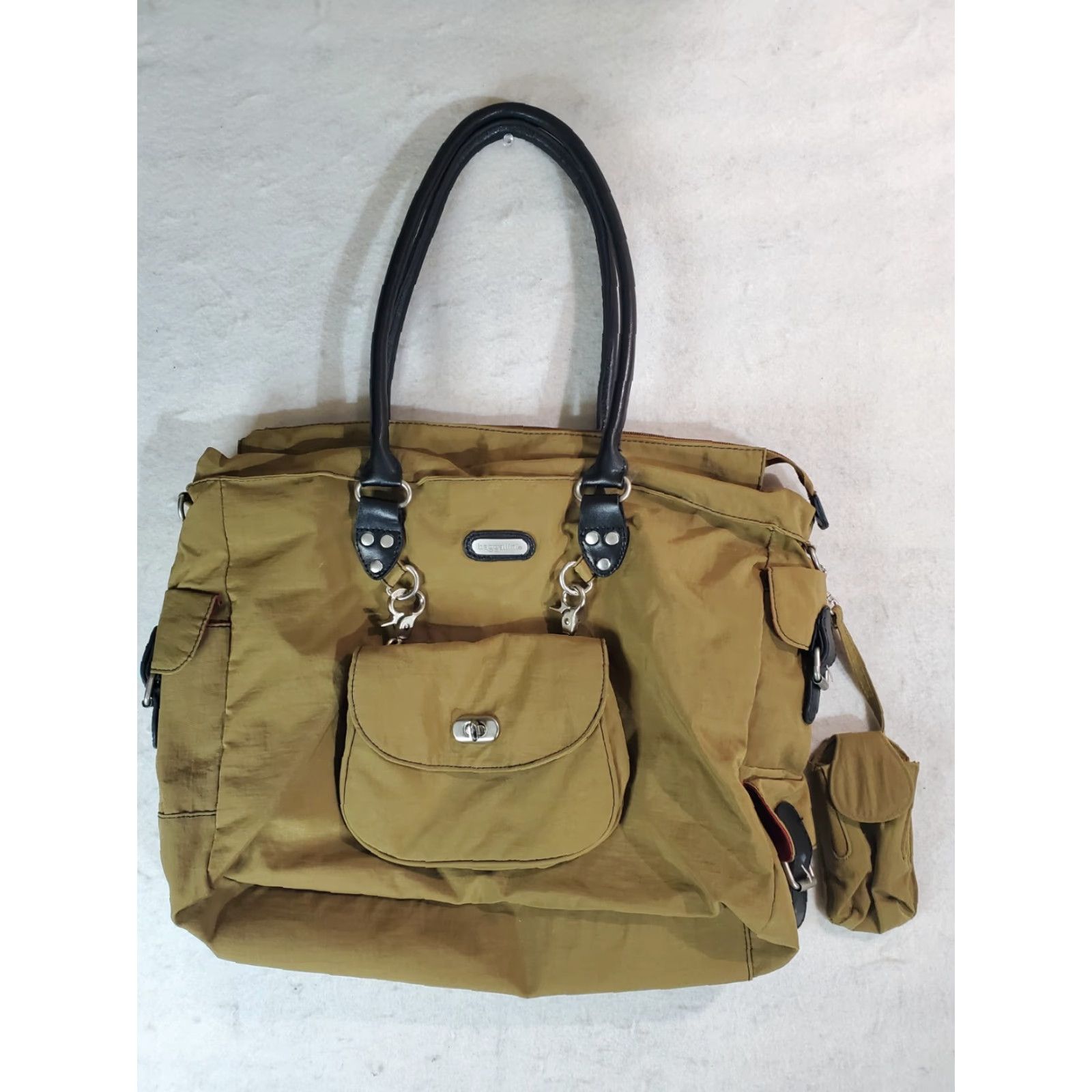 Vintage Baggallini Classic Oversized Travel Tote Matching Clip-on Purse Olive Green Size ONE SIZE - 7 Thumbnail