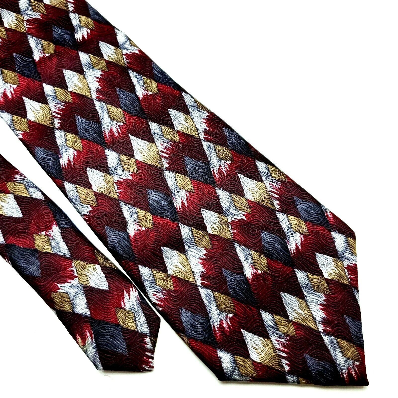 Pierre Cardin Pierre Cardin Silk Tie Red Gray Print Wide Geometric Size ONE SIZE - 1 Thumbnail