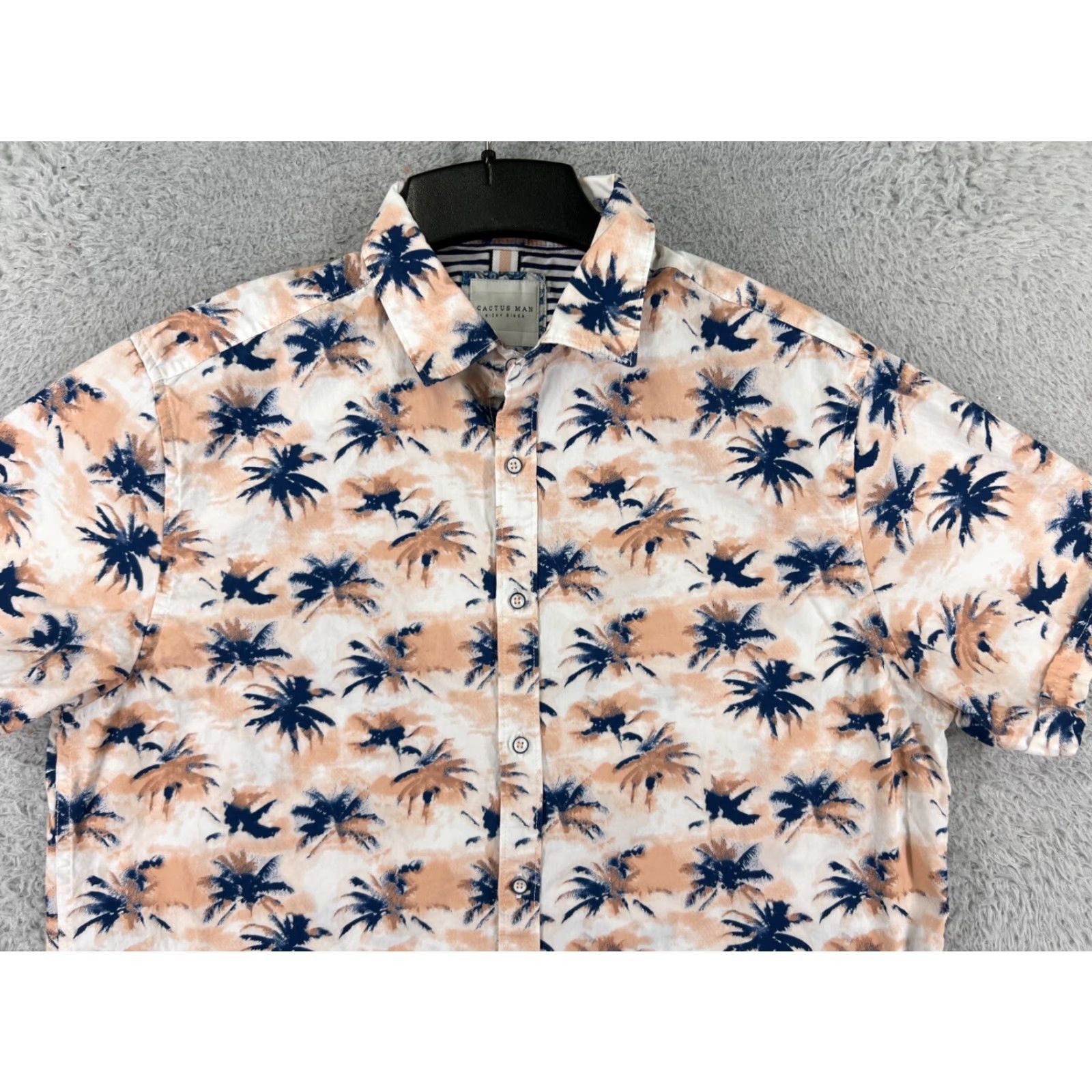 Vintage Cactus Man Shirt Mens Large Orange Blue Palm Tree All Over Print 100% Cotton Size US L / EU 52-54 / 3 - 7 Thumbnail