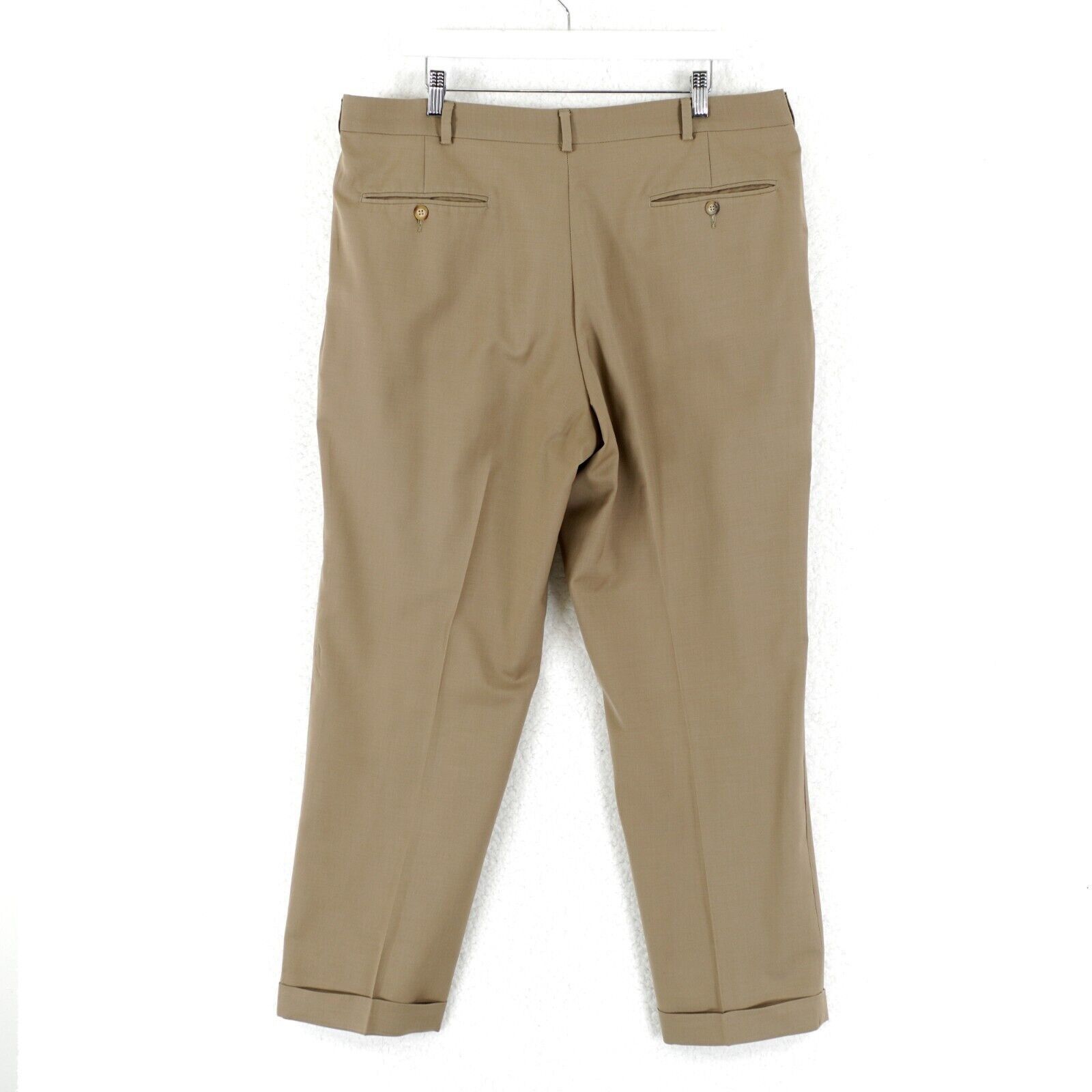 Grant Thomas Grant Thomas Tan Wool Pleated Cuffed Mid Rise Dress Pants 38 Size 38R - 5 Thumbnail