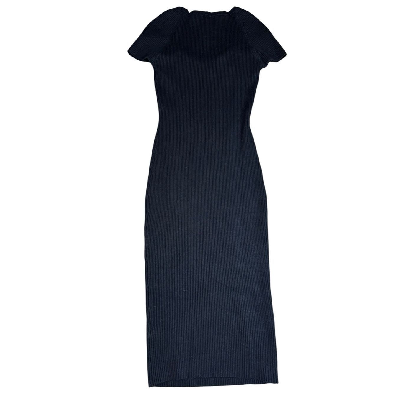 Guess NWT New GUESS Margot Cap Sleeve Ribbed Knit Midi Black Dres Size S / US 4 / IT 40 - 3 Thumbnail