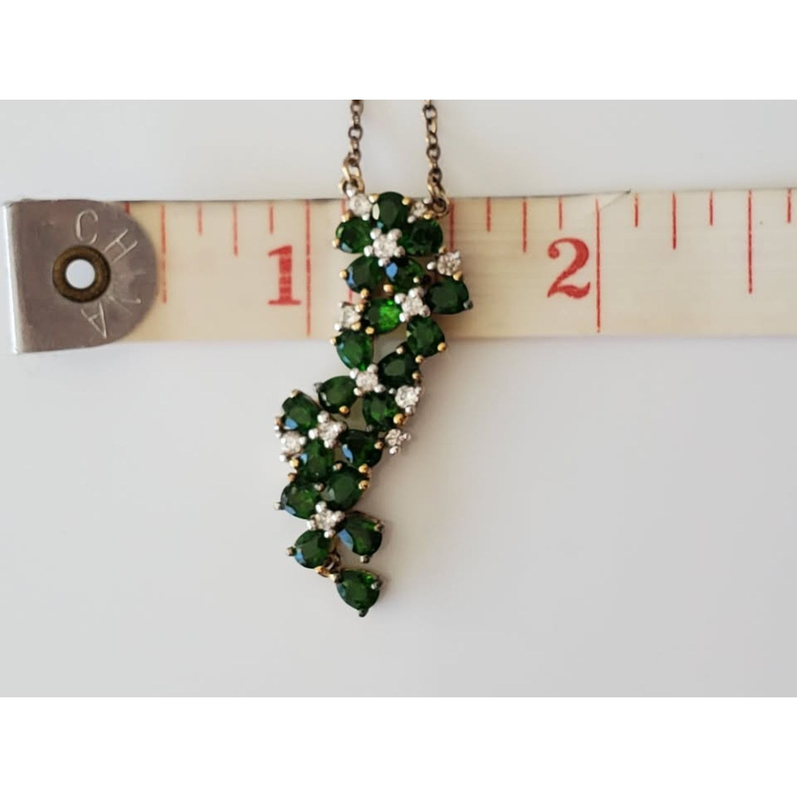 Other Sterling Silver Green Gem Flower Necklace Size ONE SIZE - 9 Thumbnail