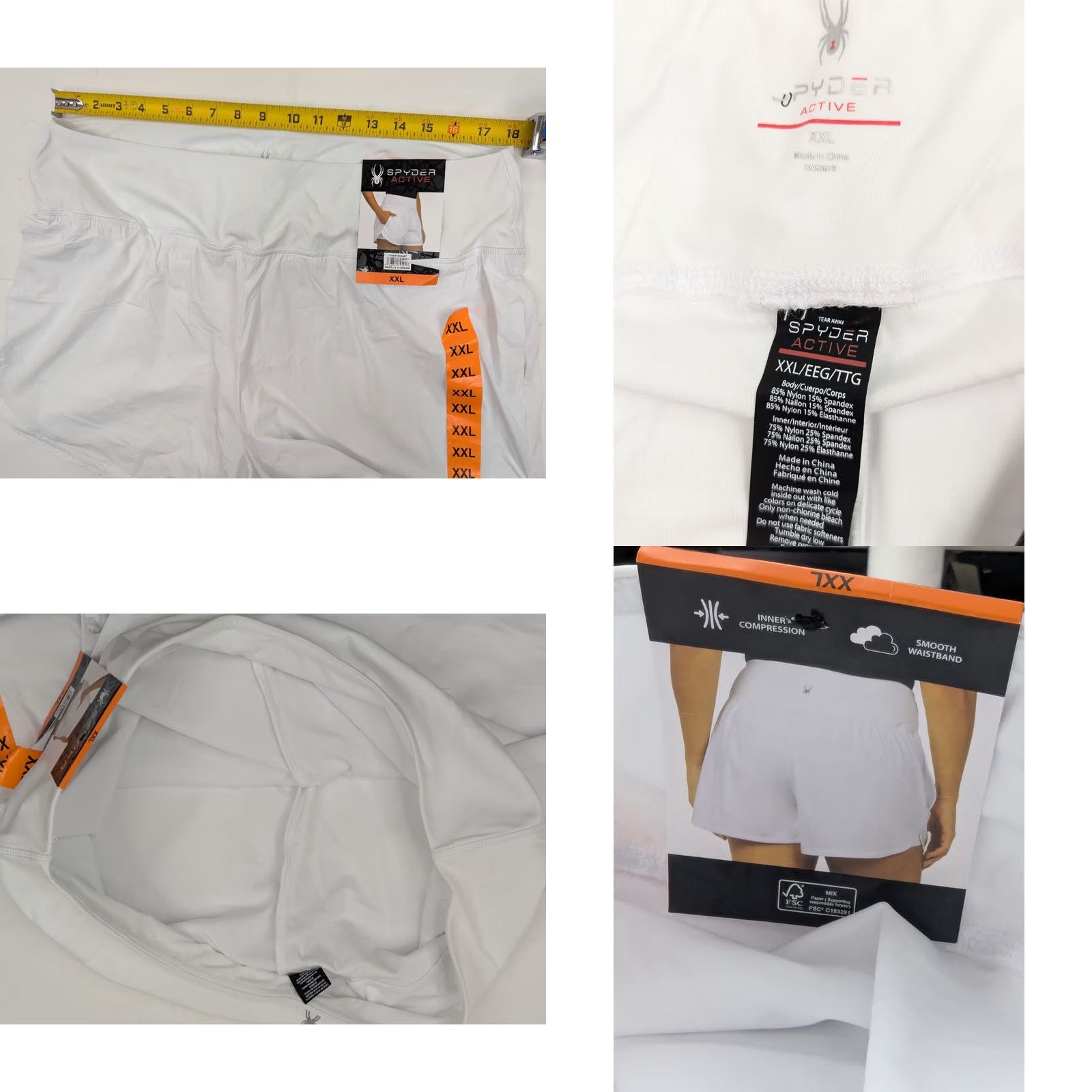 Spyder Spyder Shorts Women Size XXL White Active Running Stretch NWT 36x4 1849687 Size 40" / US 18 - 8 Thumbnail