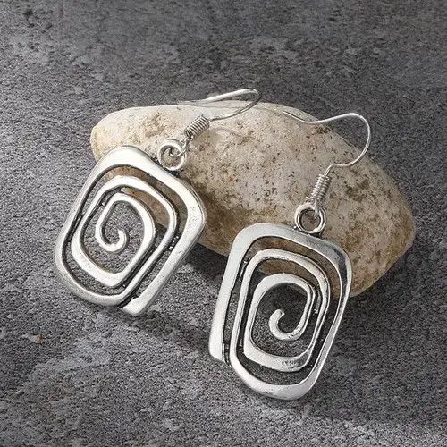 Designer × Sterling Silver Vintage Ethnic Antique Metal Drop Earrings Size ONE SIZE - 2 Thumbnail