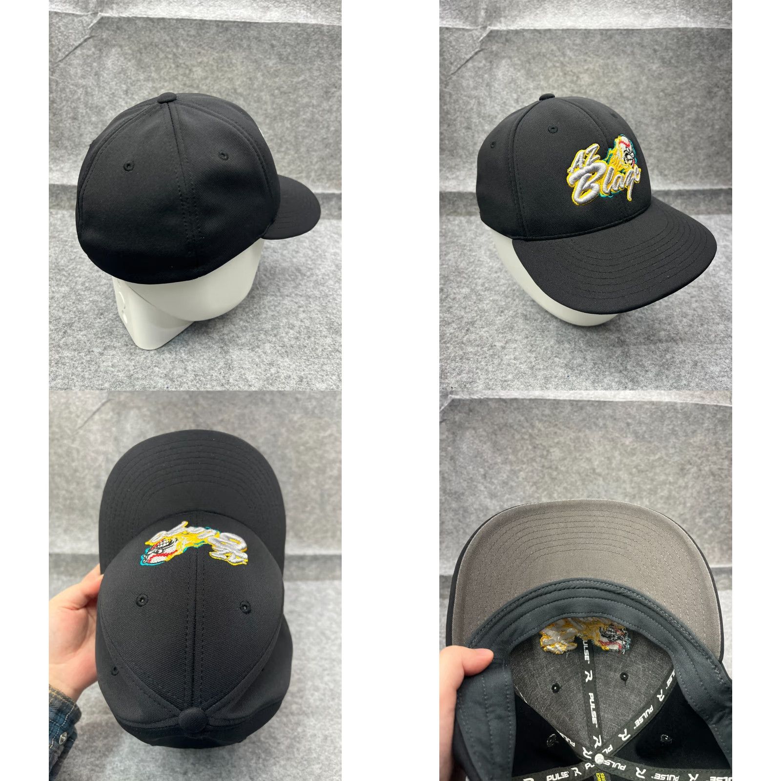 Vintage AZ Blaze Fastpitch Softball Hat Cap Fitted Adult Medium Black Polyester Blend Size 40R - 8 Thumbnail
