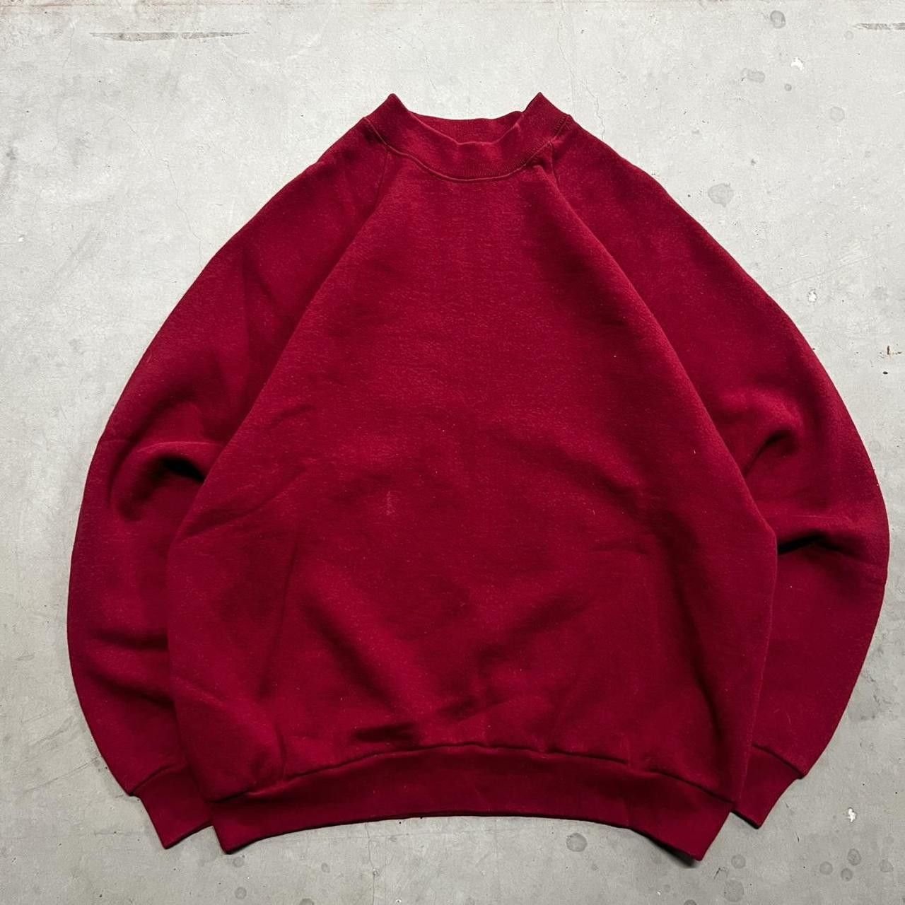 Vintage Crazy Vintage Y2K/2000s Blank Red Made in USA 90s Sweatshirt Turtle Neck! Size US L / EU 52-54 / 3 - 1 Thumbnail