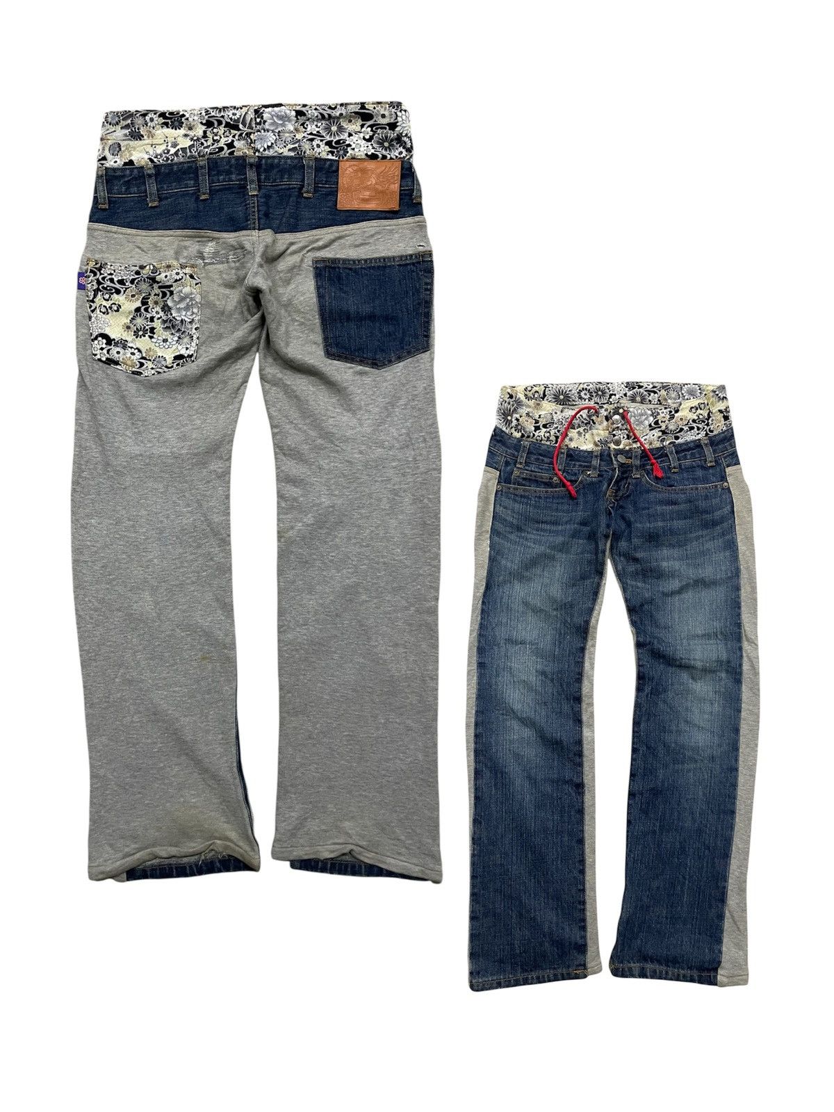 Karakuri Tamashii 90s CHIGIRI DOUBLE WAIST RARE COTTON/DENIM JEANS Size US 31 - 1 Thumbnail