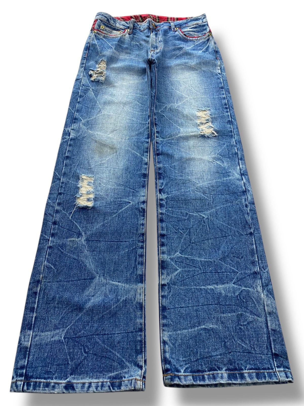 Japanese Brand Japanese Brand Faded Blue Wash Honey Comb Style Straight Leg Size US 30 / EU 46 - 1 Thumbnail