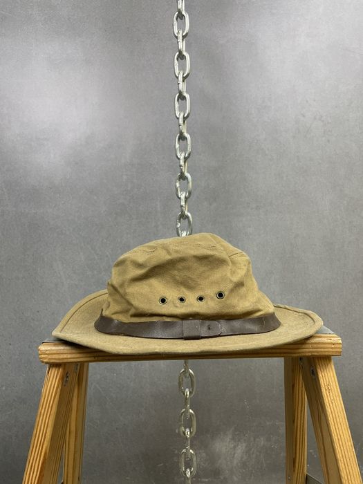 Filson Vintage 90s Filson Tin cloth trapper hat tan waxed canvas Grailed