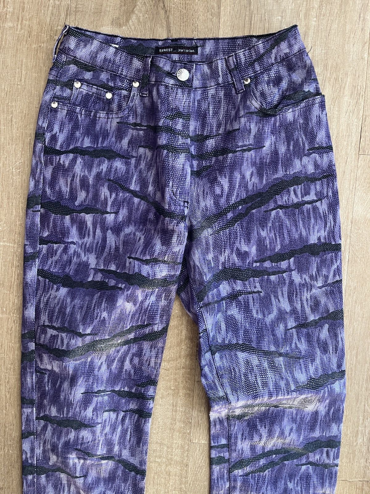 Vintage Ernest Blue Jeans Cheetah Print Leopard Violet 38 Size 27" / US 4 / IT 40 - 3 Thumbnail