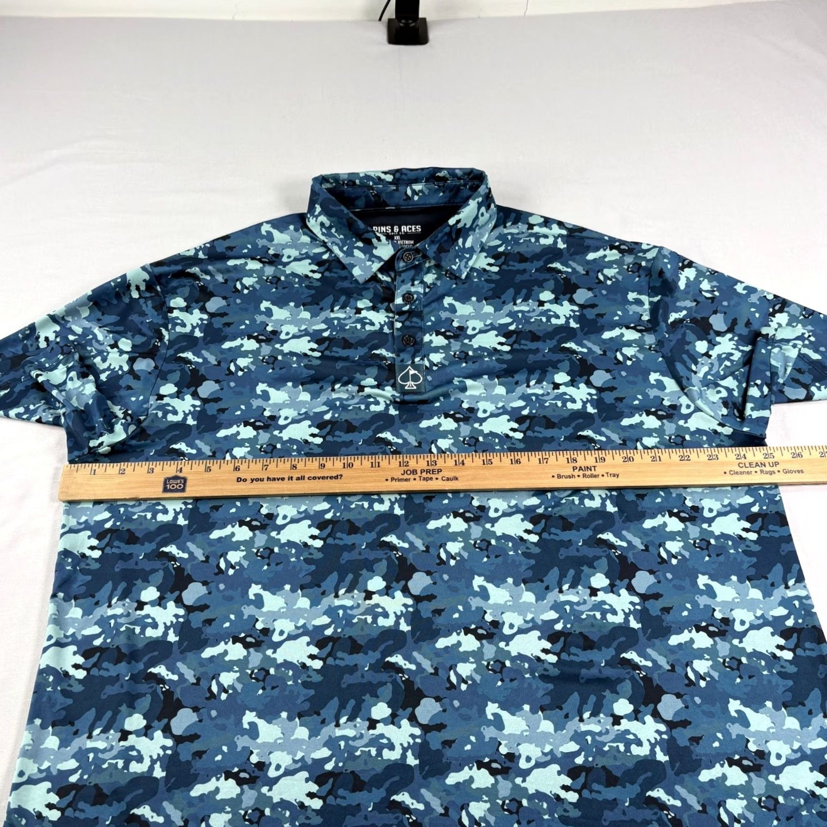 Vintage Aces Pins & Aces Polo Shirt Mens 2XL Blue Camo Golf Performance Stretch Shirt Size US XXL / EU 58 / 5 - 5 Thumbnail