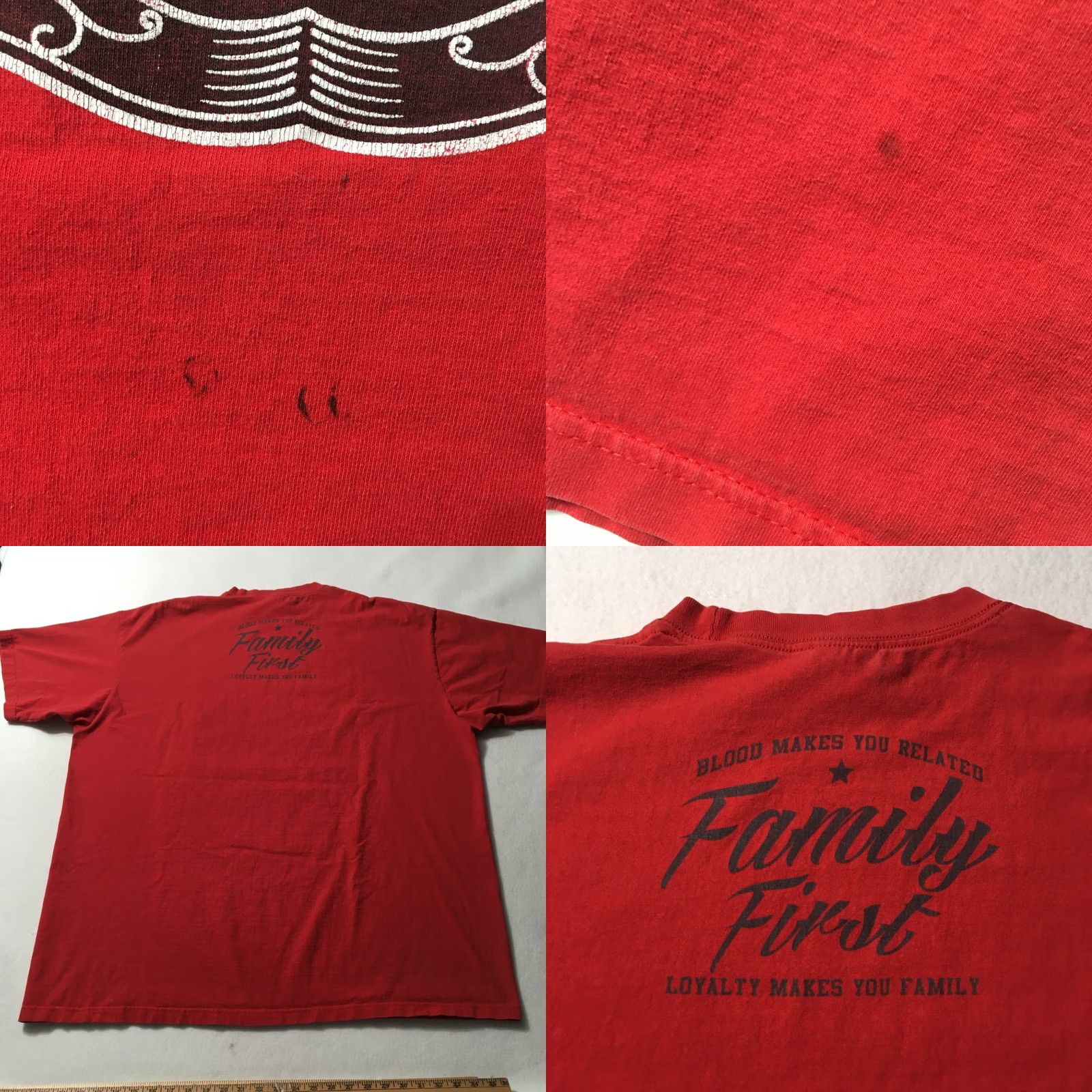 Vintage 4XL Graphic Shirt loyalty blood family Heavyweight red Shaka wear Size US XXL / EU 58 / 5 - 8 Thumbnail