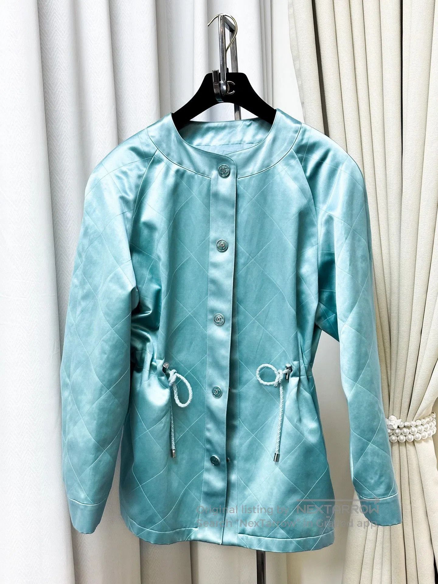 Chanel Chanel Silk Satin Quilted Trench Coat. Size S / US 4 / IT 40 - 1 Thumbnail