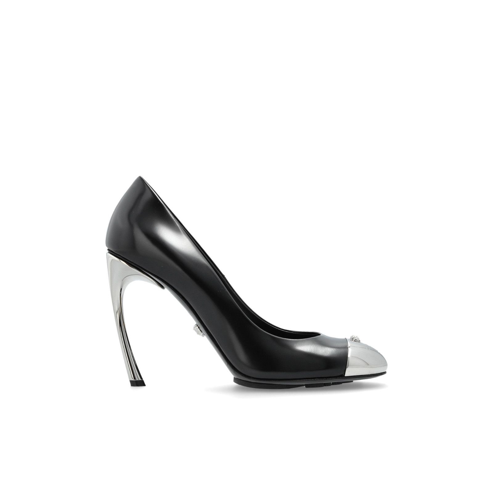 VERSACE Women's Black Leather Heeled Shoes New And Authentic