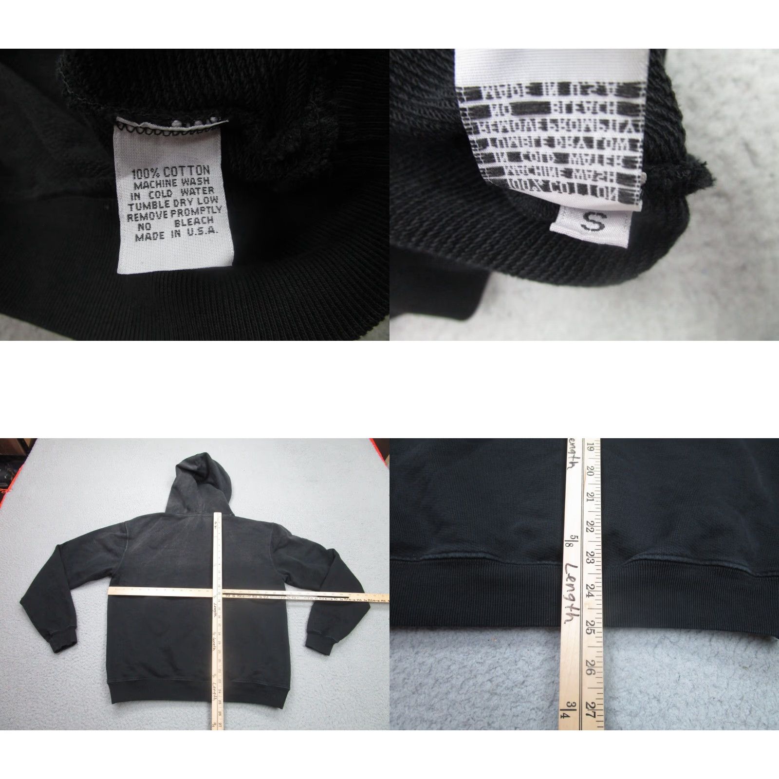 Vintage Black Mens Regular Fit Oversized Hoodie Sweatshirt Fleece Pullover S Black Size US S / EU 44-46 / 1 - 8 Thumbnail