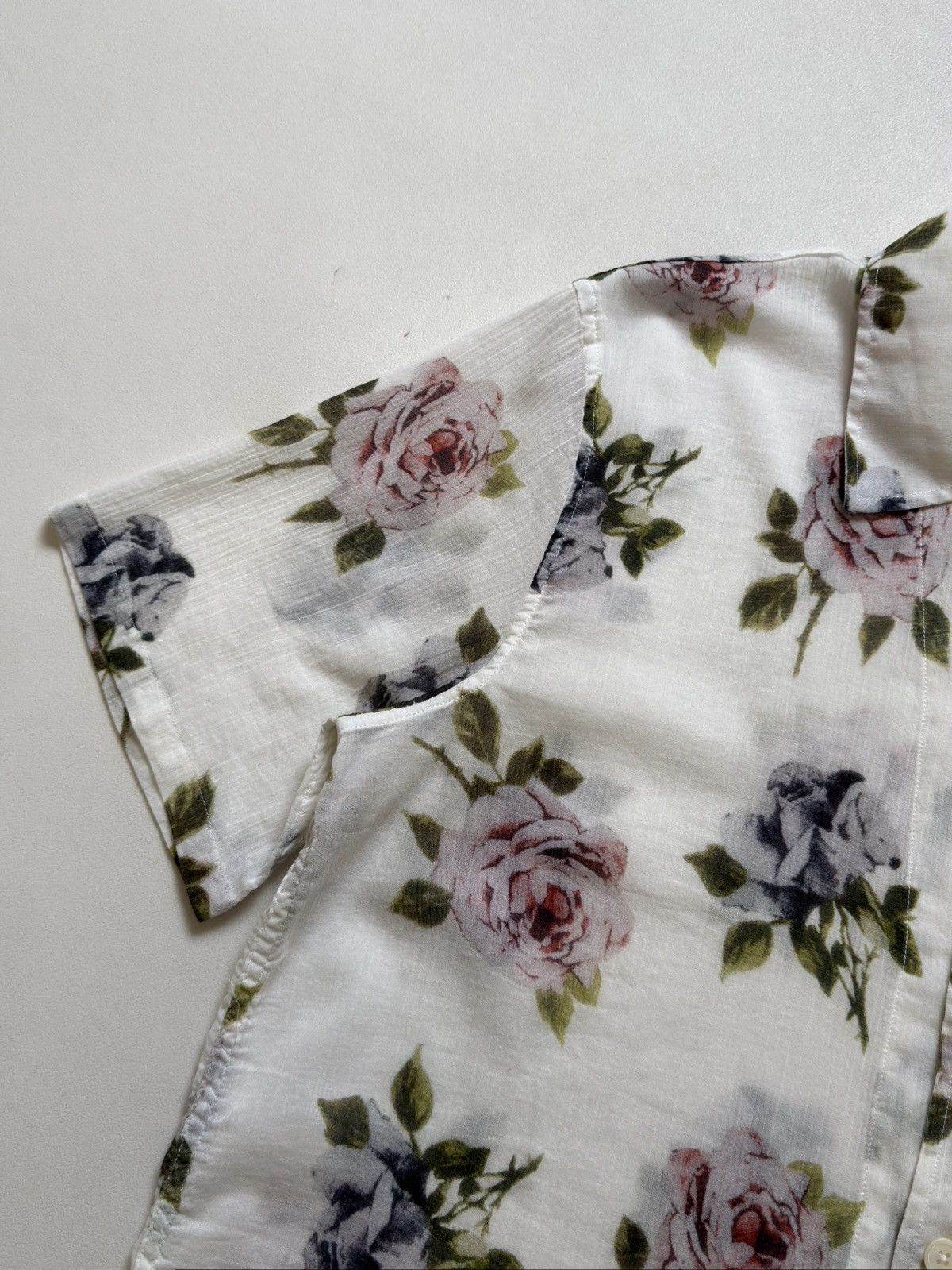 Our Legacy White Cotton Voile ‘Rose Print’ Box Shirt Size US S / EU 44-46 / 1 - 5 Thumbnail