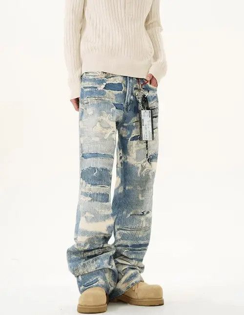 VIBE Distressed Wide Leg Jeans - Torn & Shredded Denim Size US 30 / EU 46 - 4 Thumbnail