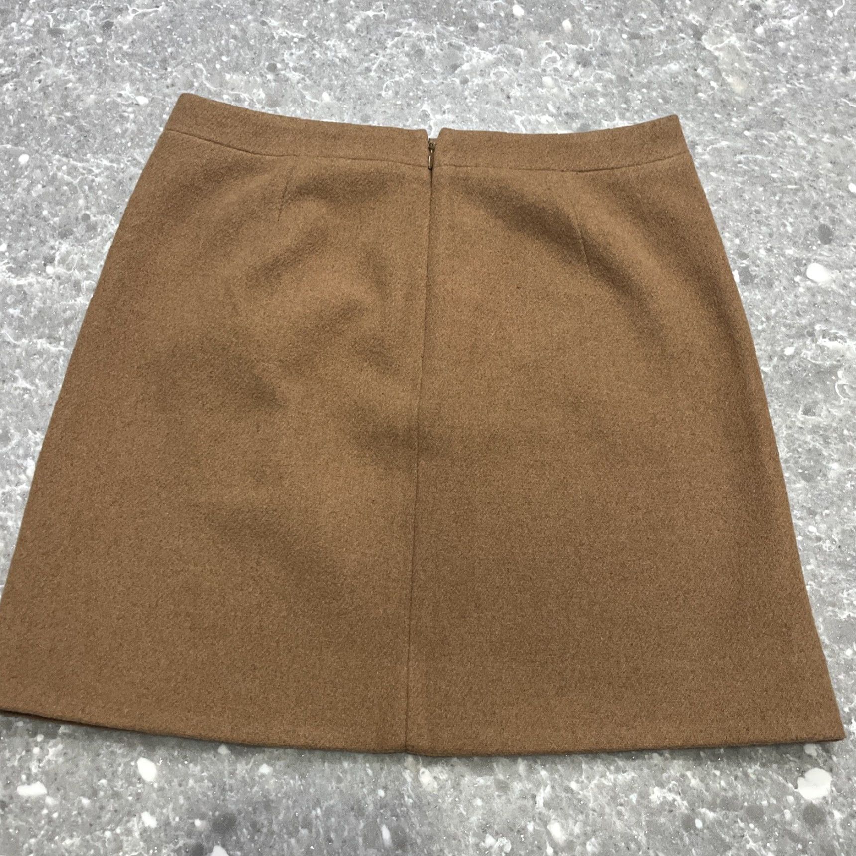 Camel VINTAGE J Crew Mercantile camel ruffle front wool blend mini skirt 2 Size 26" / US 2 / IT 38 - 5 Thumbnail
