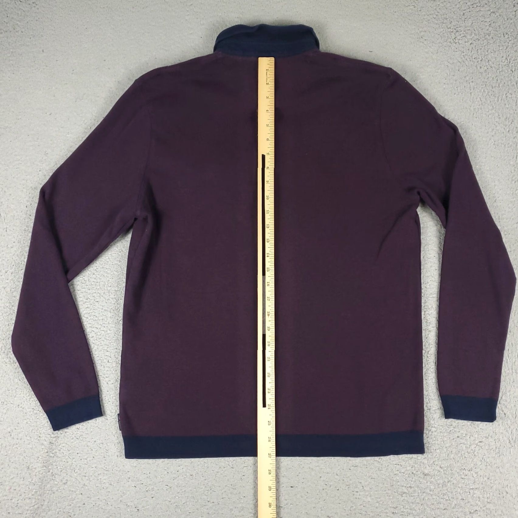 Ted Baker Ted Baker Sweater Mens Purple Long Sleeve Collared Polo Knit Cotton Viscose Regular Fit Mens Size US S / EU 44-46 / 1 - 5 Thumbnail