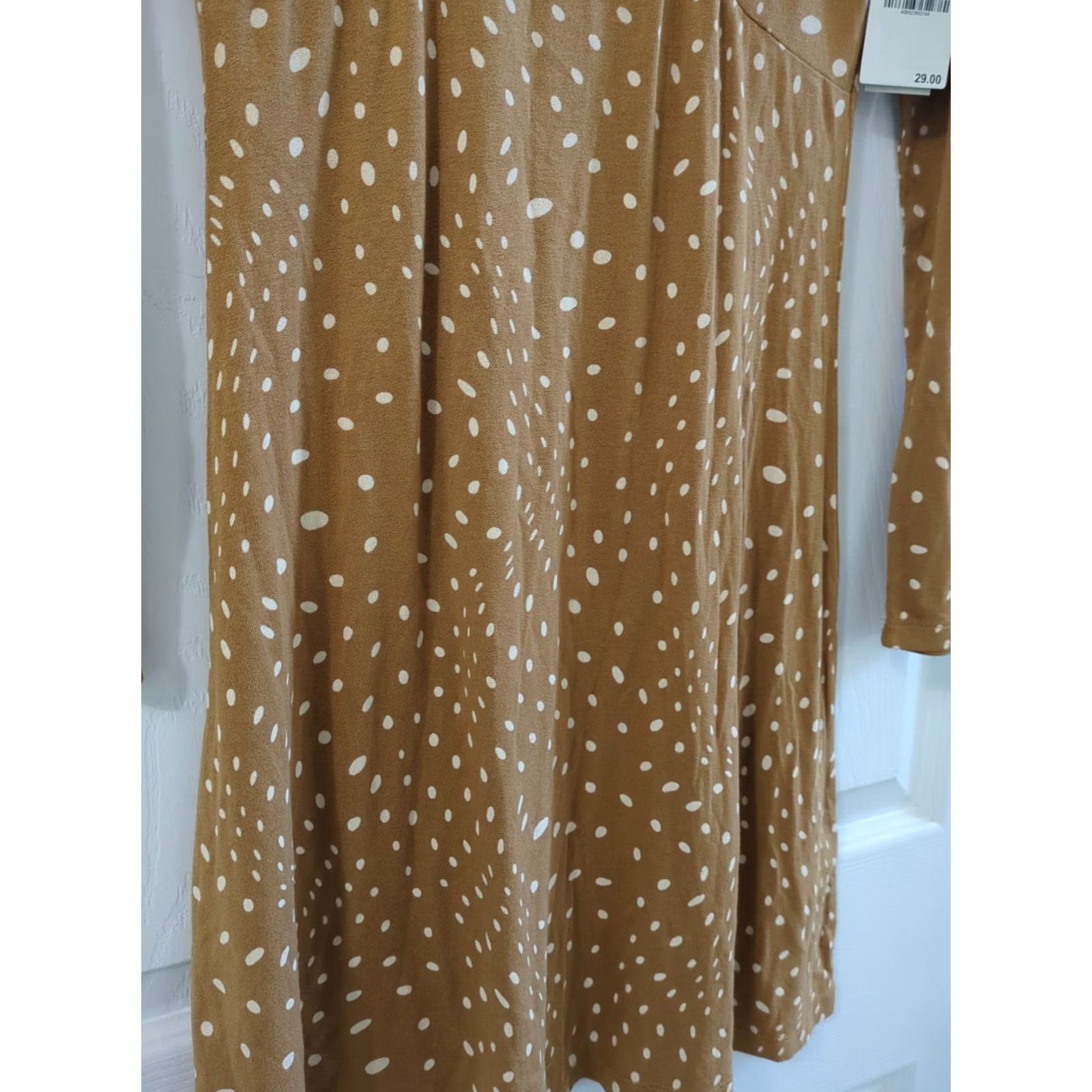 Vintage BP Dress NWT Women's XS Tan Warpy Dot Knew Length Dress Size XS / US 0-2 / IT 36-38 - 2 Thumbnail