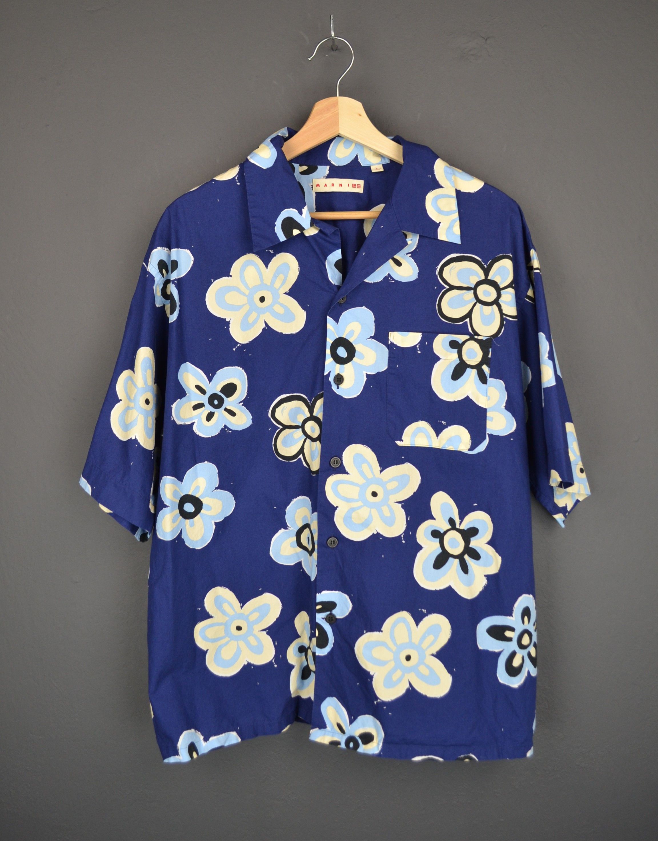 Marni Marni Uniqlo Oversized Open Collar Hawaiian Shirt Blue L Size US L / EU 52-54 / 3 - 3 Thumbnail