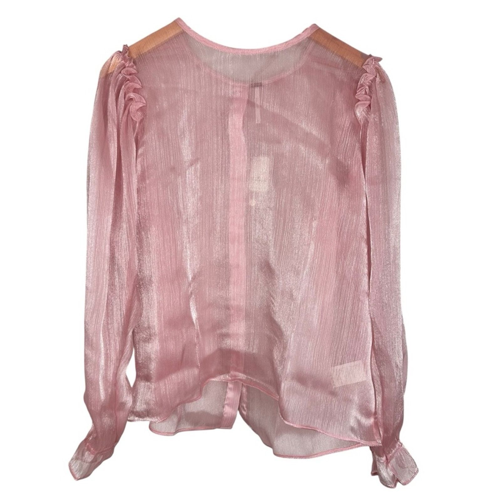 Free People NWT Free People Freya Frost Long Sleeve Sheer Blouse Large Size L / US 10 / IT 46 - 8 Thumbnail