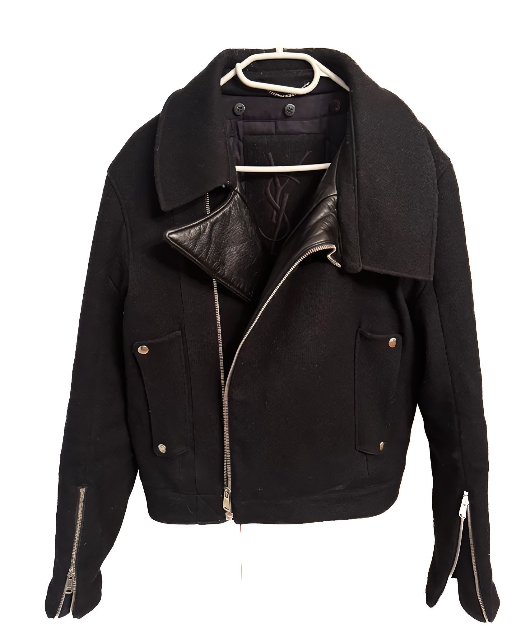 Saint Laurent Paris SHEARLING WOOL BOMBER BIKER JACKET BY TOM FORD Size US M / EU 48-50 / 2 - 4 Thumbnail