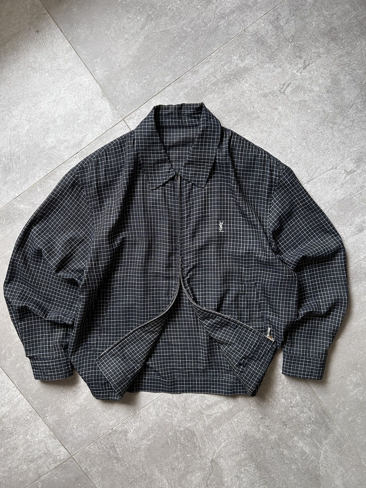 ジャケット・アウター yves Saint Laurent check bloson 1990s Vintage Yves Saint Laurent YSL Sportswear Plaid Reversible Jacket