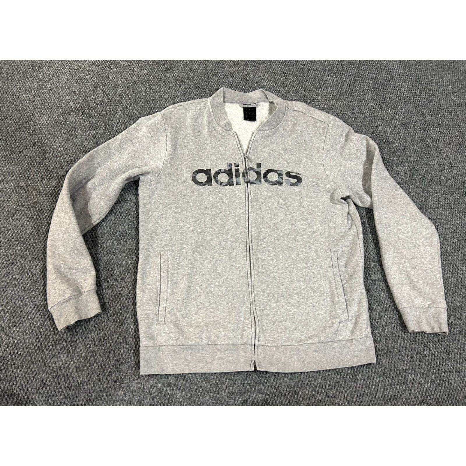 Adidas Adidas Full Zip Jacket Mens Large Gray Fleece Track Hoodie Stand-Up Collar Casual Activewear Size US L / EU 52-54 / 3 - 2 Thumbnail