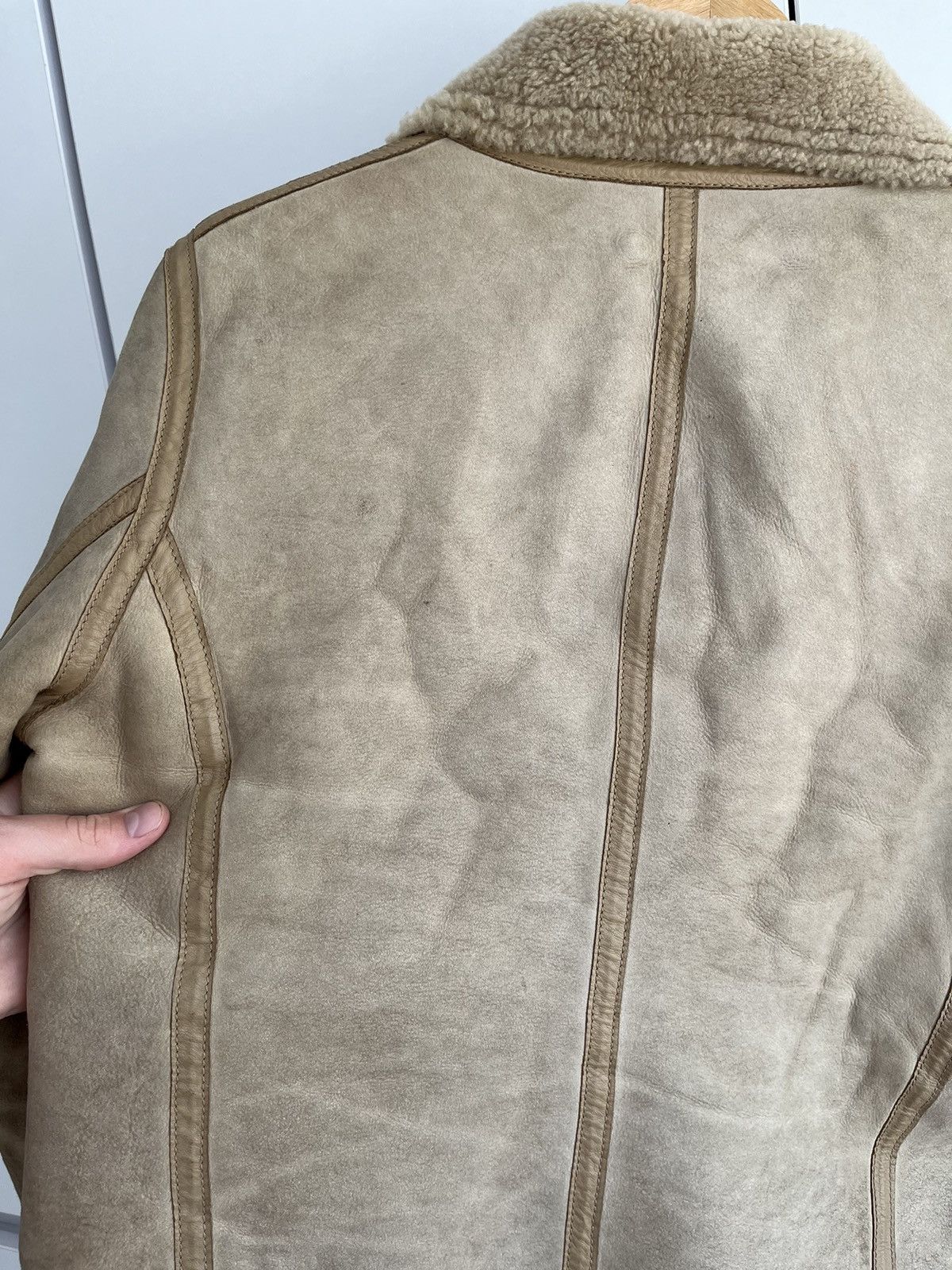 If Six Was Nine × Japanese Brand Distressed Leather Faux Beige Biker Jacket Fratelli Rossetti Size S / US 4 / IT 40 - 13 Thumbnail