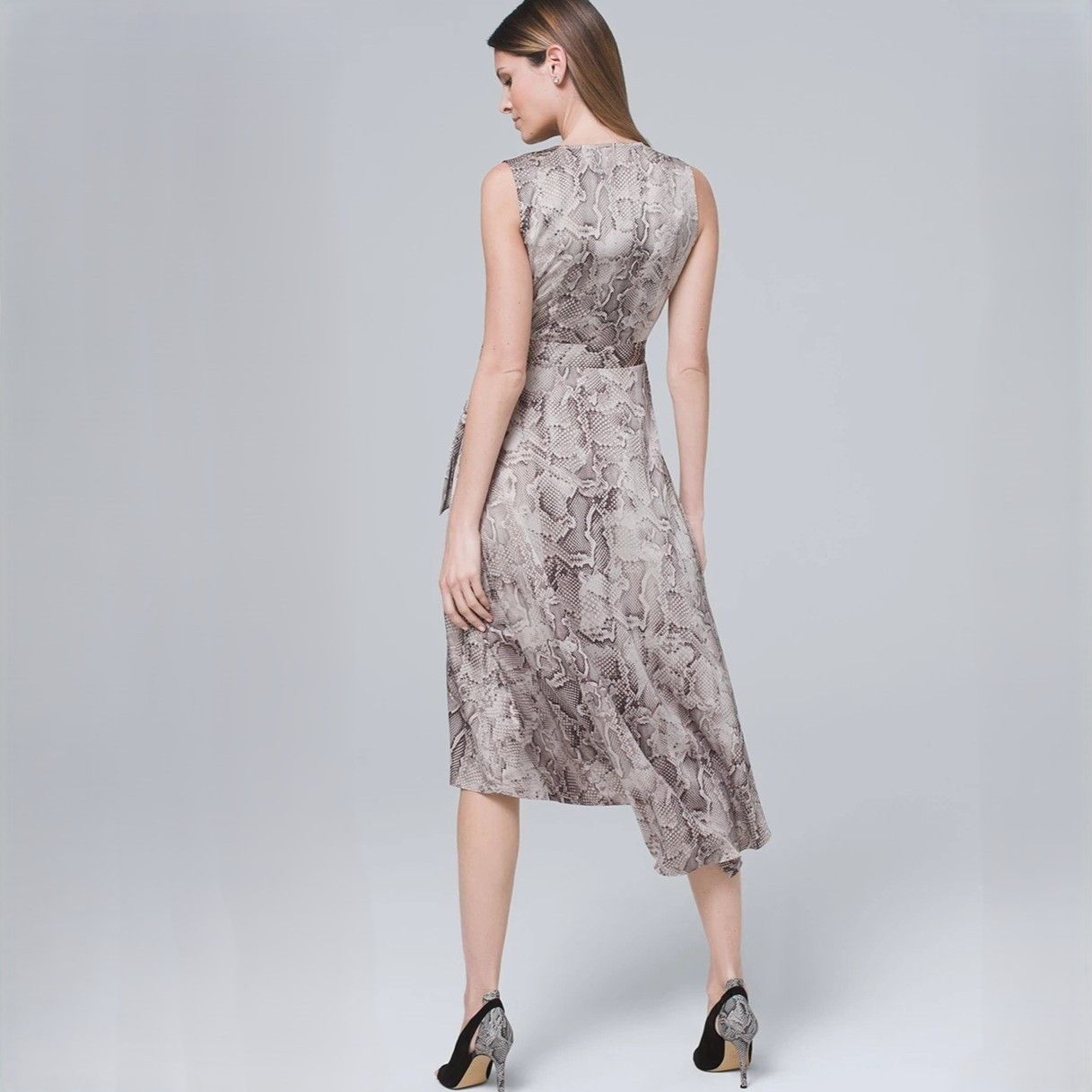 White House Black Market Snake Print Hi-low Wrap Dress in size US 8 Size M / US 6-8 / IT 42-44 - 11 Thumbnail
