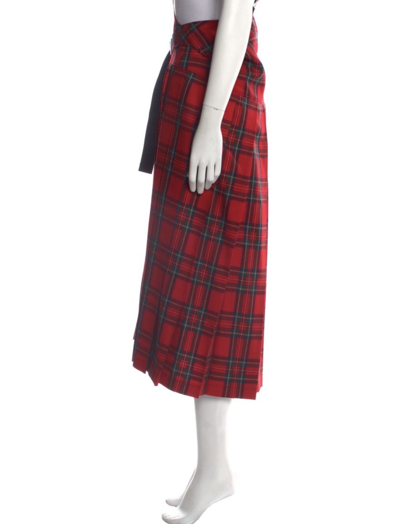 Junya Watanabe Junya Watanabe Comme des Garçons Red Tartan Midi Skirt Size 28" / US 6 / IT 42 - 2 Thumbnail