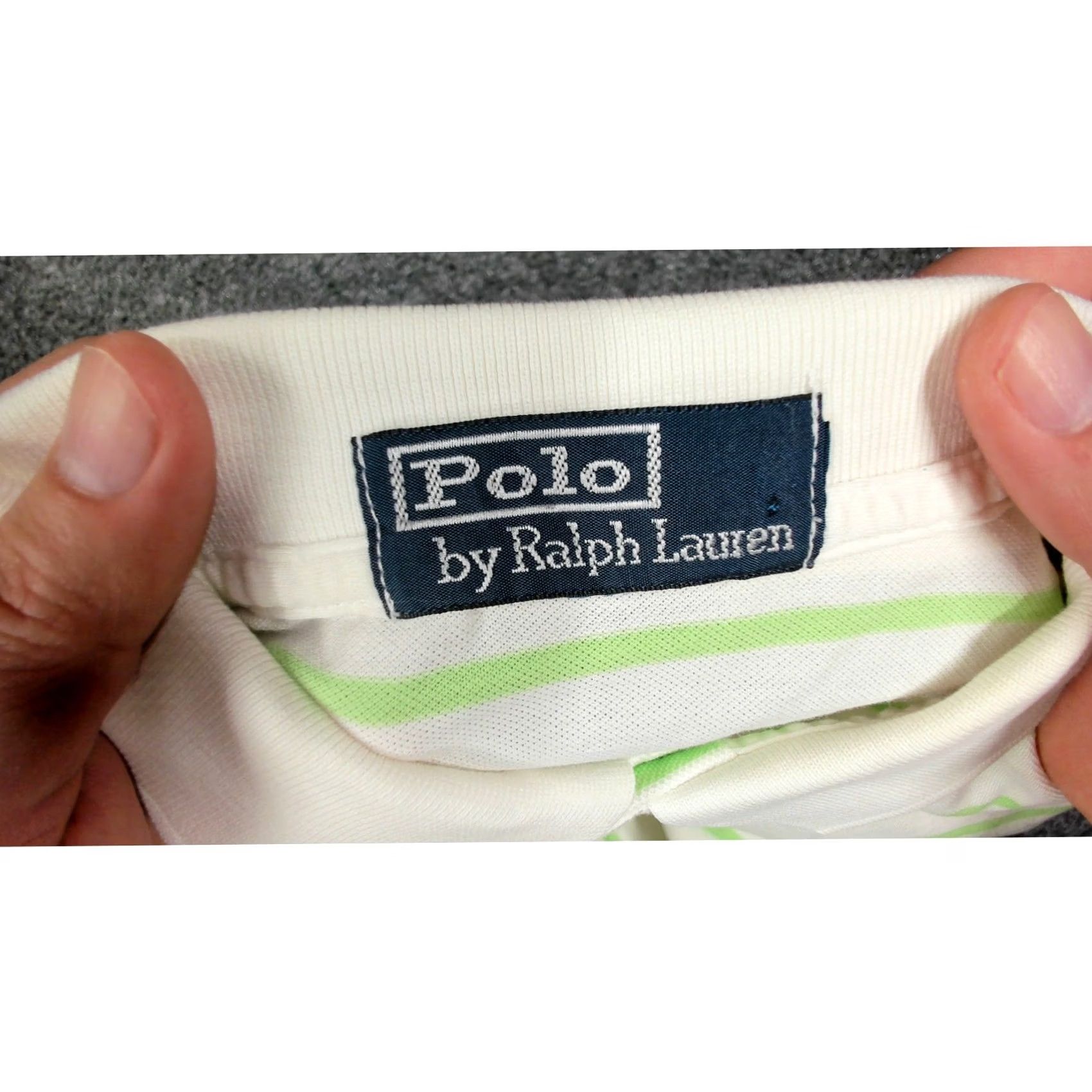 Polo Ralph Lauren Polo Ralph Lauren Striped Polo Shirt White Lime Green Purple Pony Y2K Mens Large Size US L / EU 52-54 / 3 - 5 Thumbnail