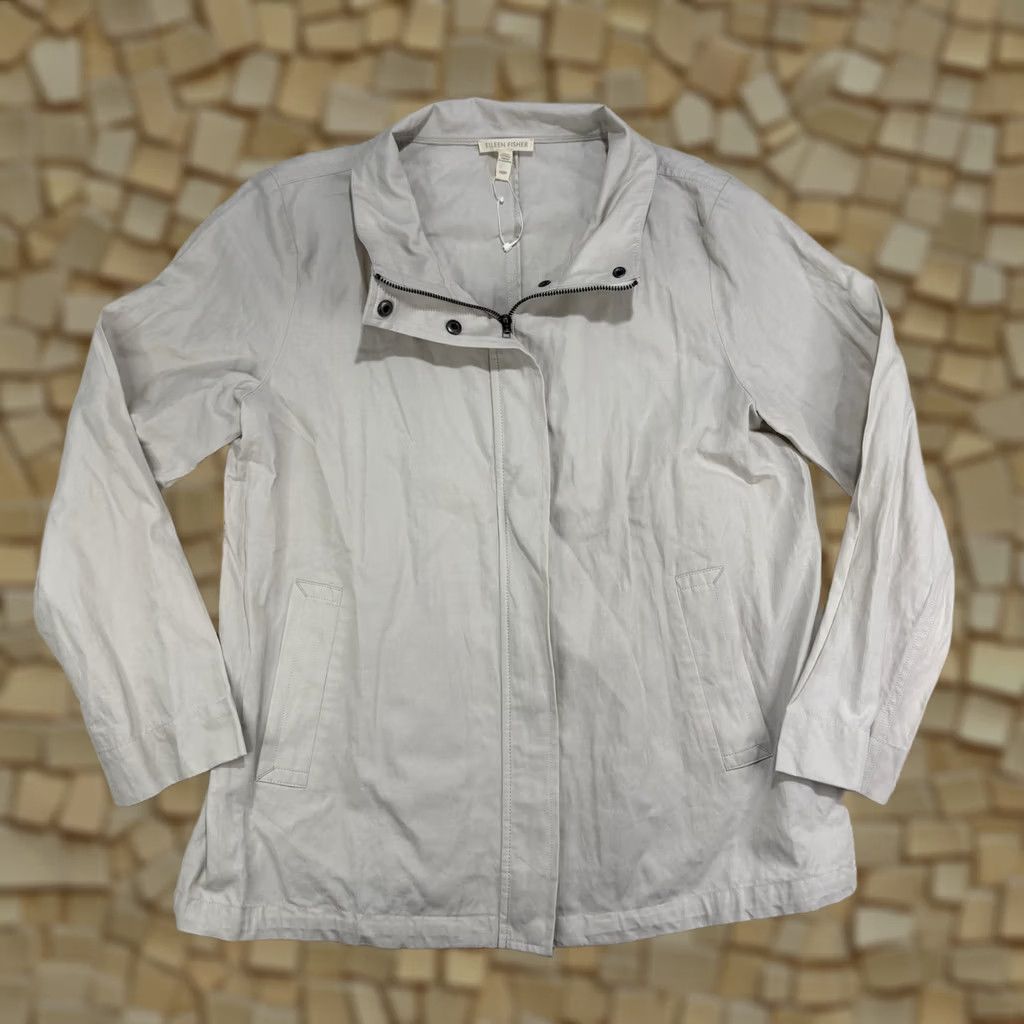Eileen Fisher Eileen Fisher Beige Organic Cotton Woven Jacket Zip Bone Lightweight Women M Beige Jacket Regular O RG Size M / US 6-8 / IT 42-44 - 1 Thumbnail